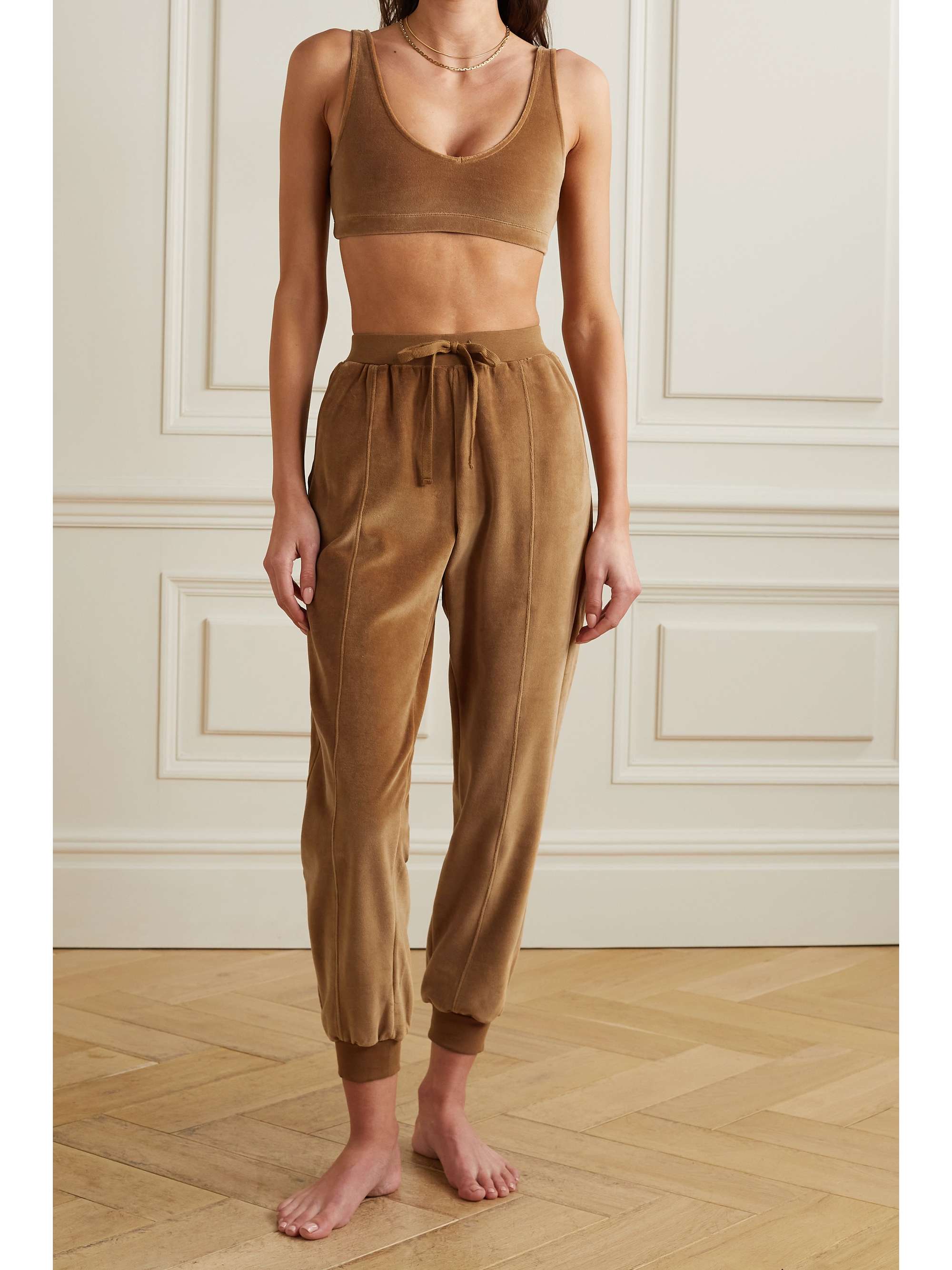 SKIN Aimee cotton-blend velvet bralette