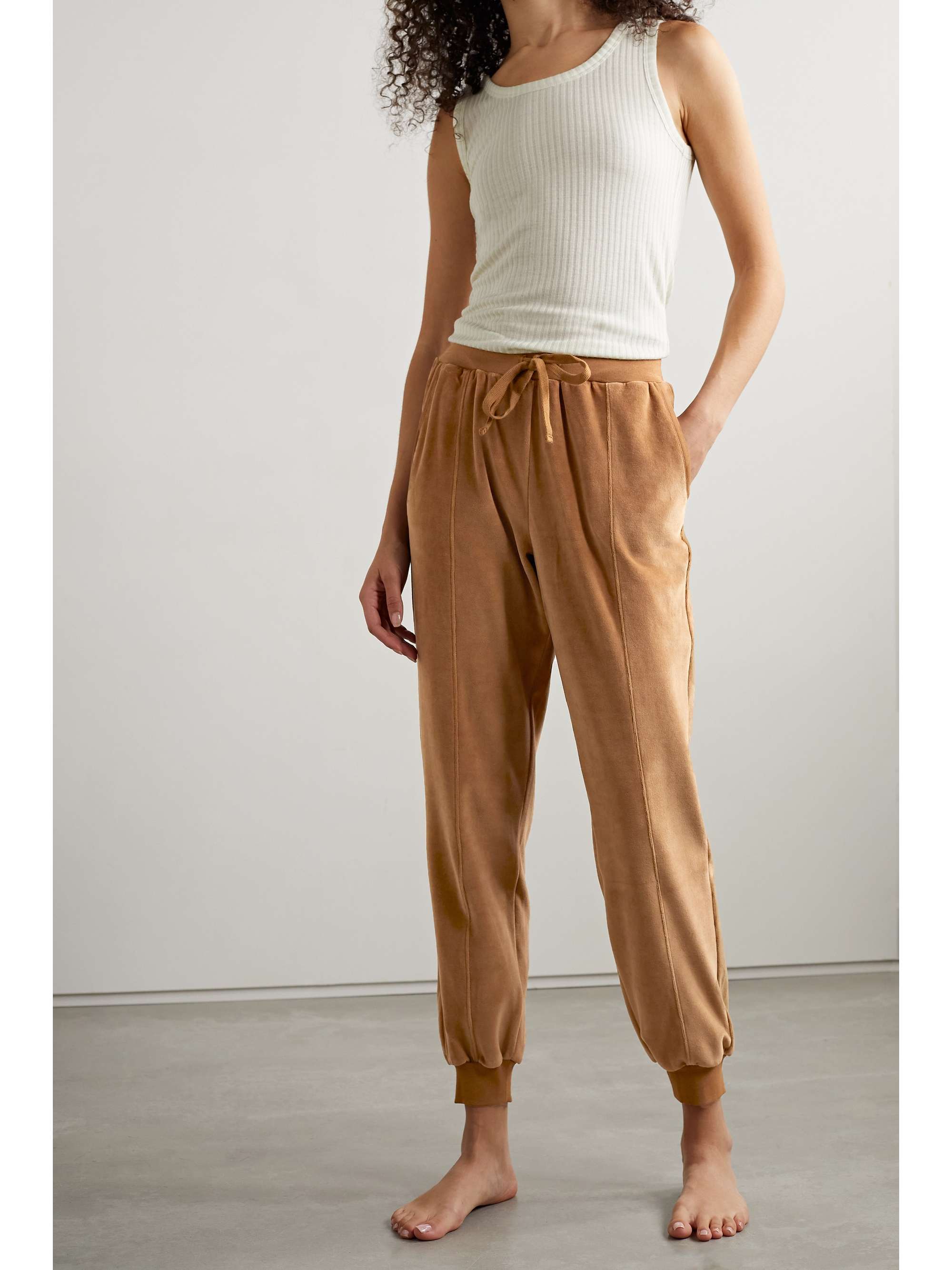 SKIN Audriana cotton-blend velour track pants