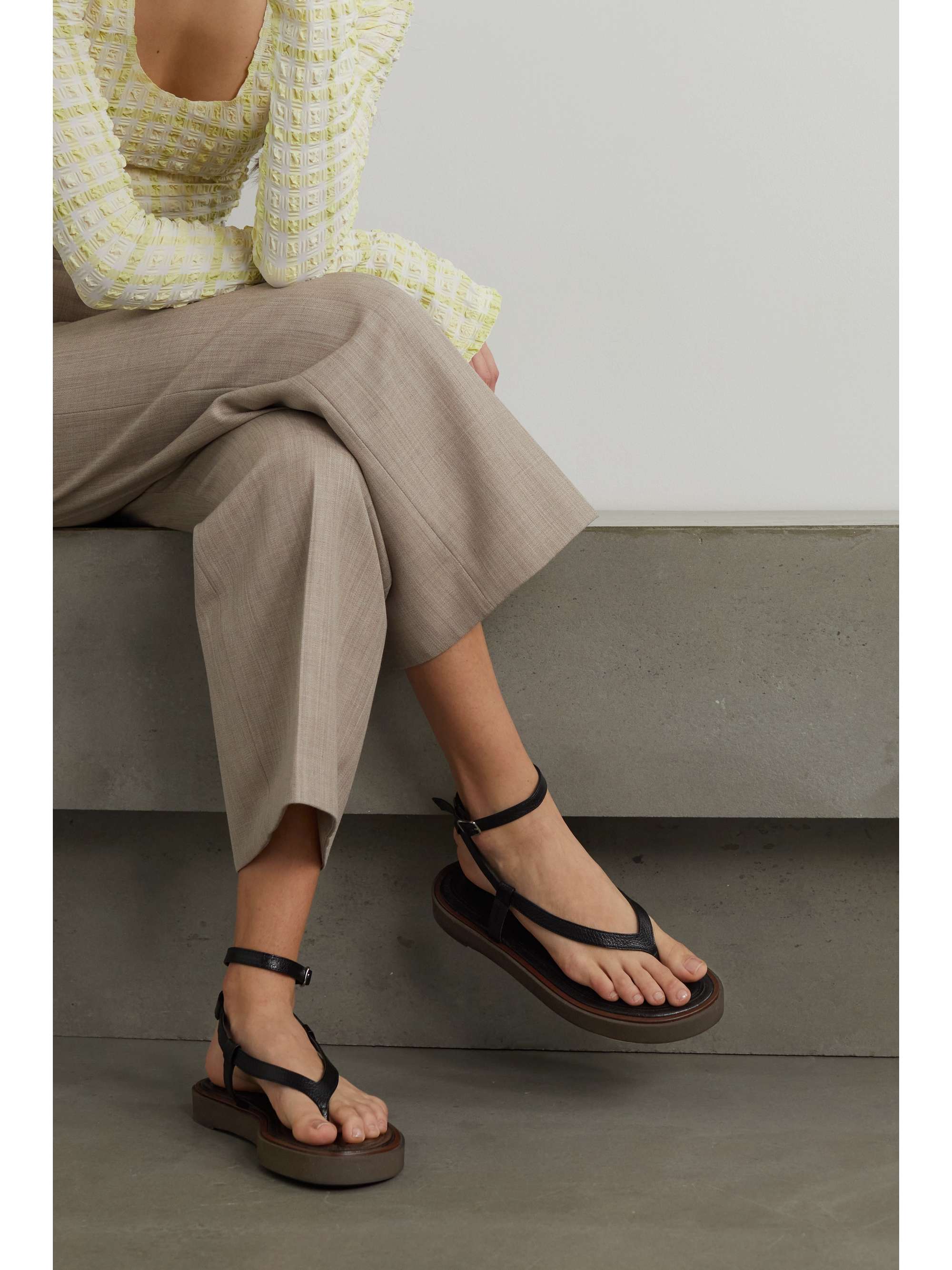 BY FAR Cece textured-leather sandals