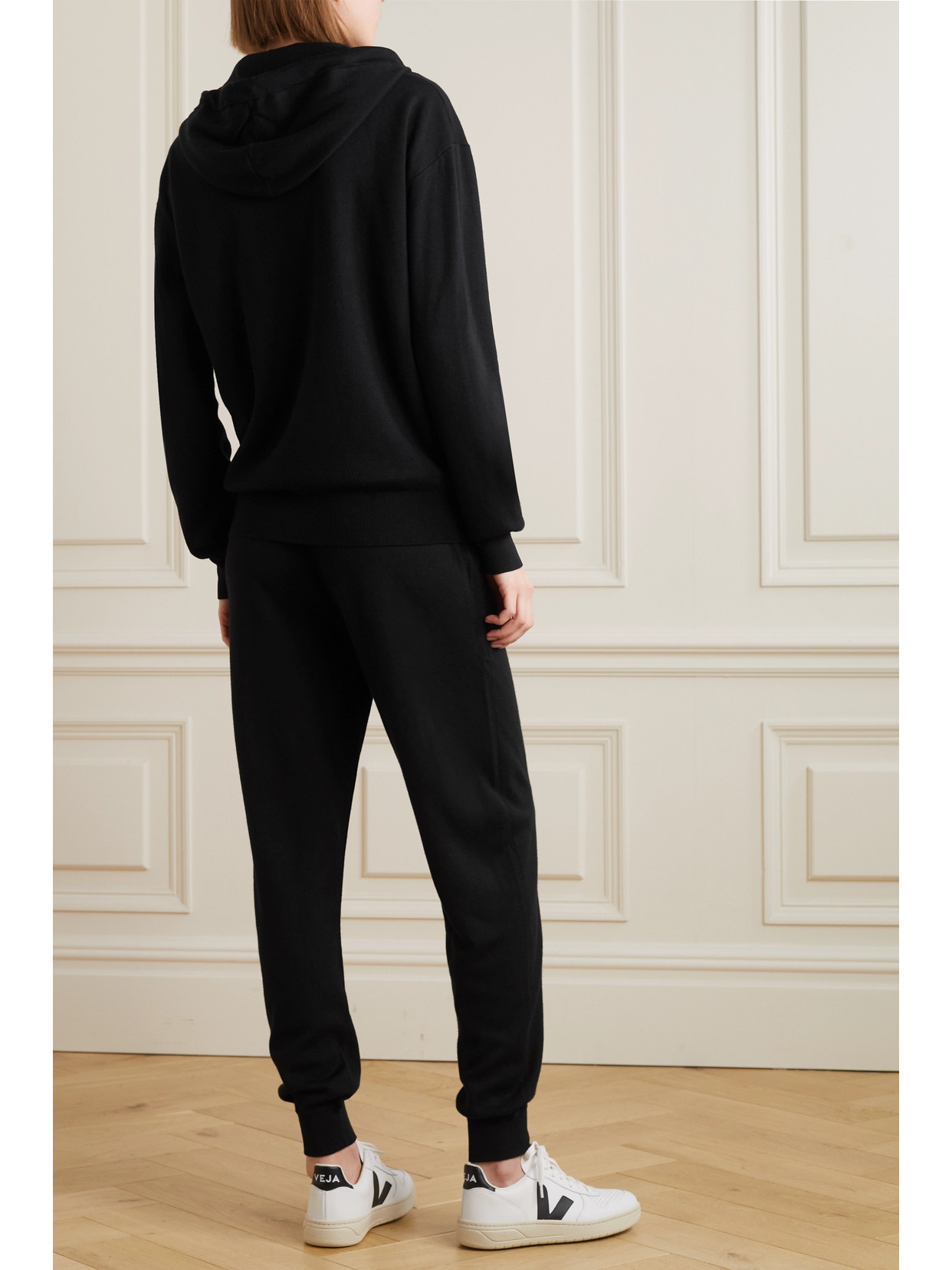 Shop Olivia Von Halle Gia Berlin Silk And Cashmere-blend Hoodie And Track Pants Set In Black