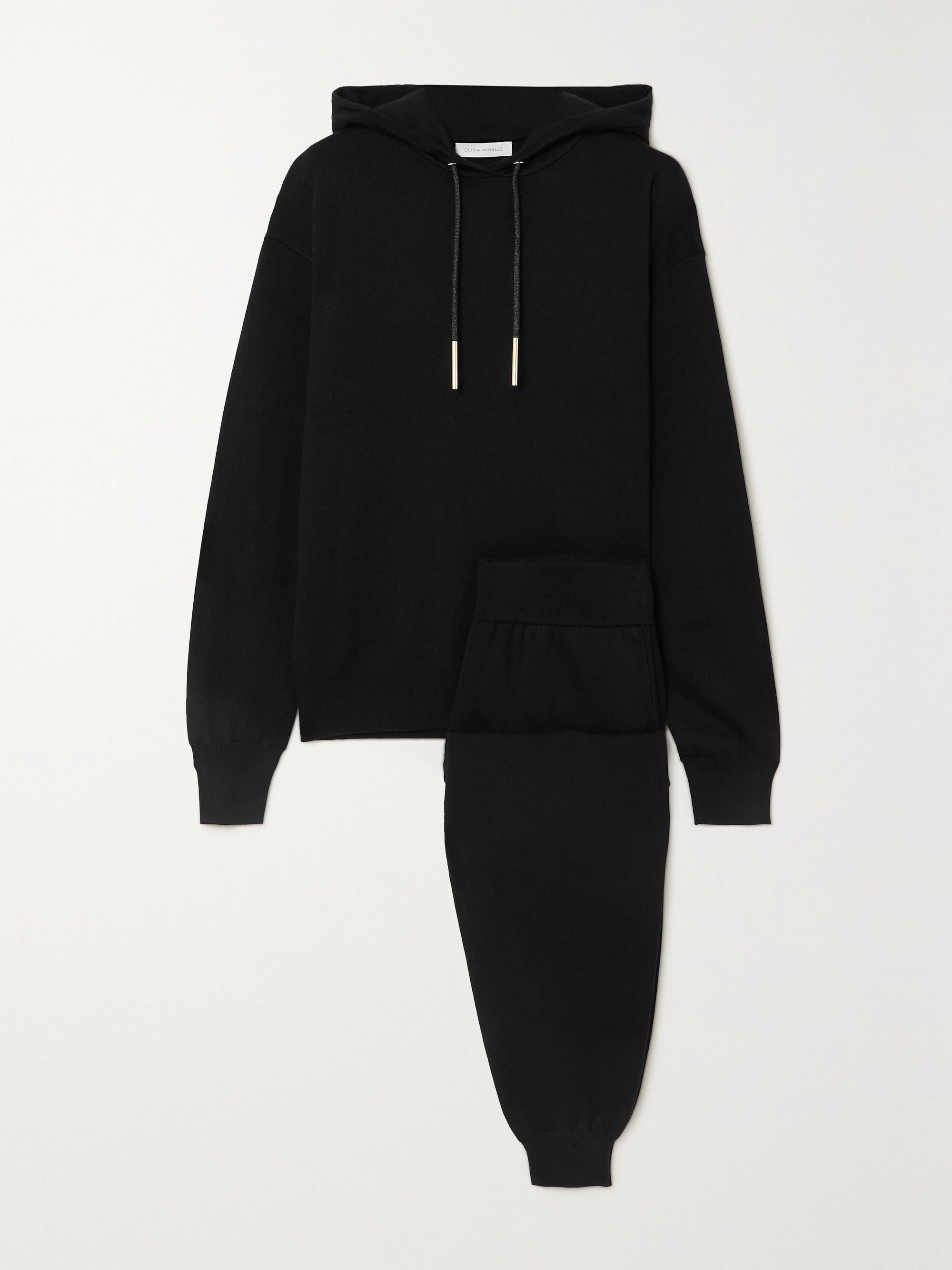 Black Gia Berlin Silk And Cashmere Blend Hoodie And Track Pants Set Olivia Von Halle Net A Porter