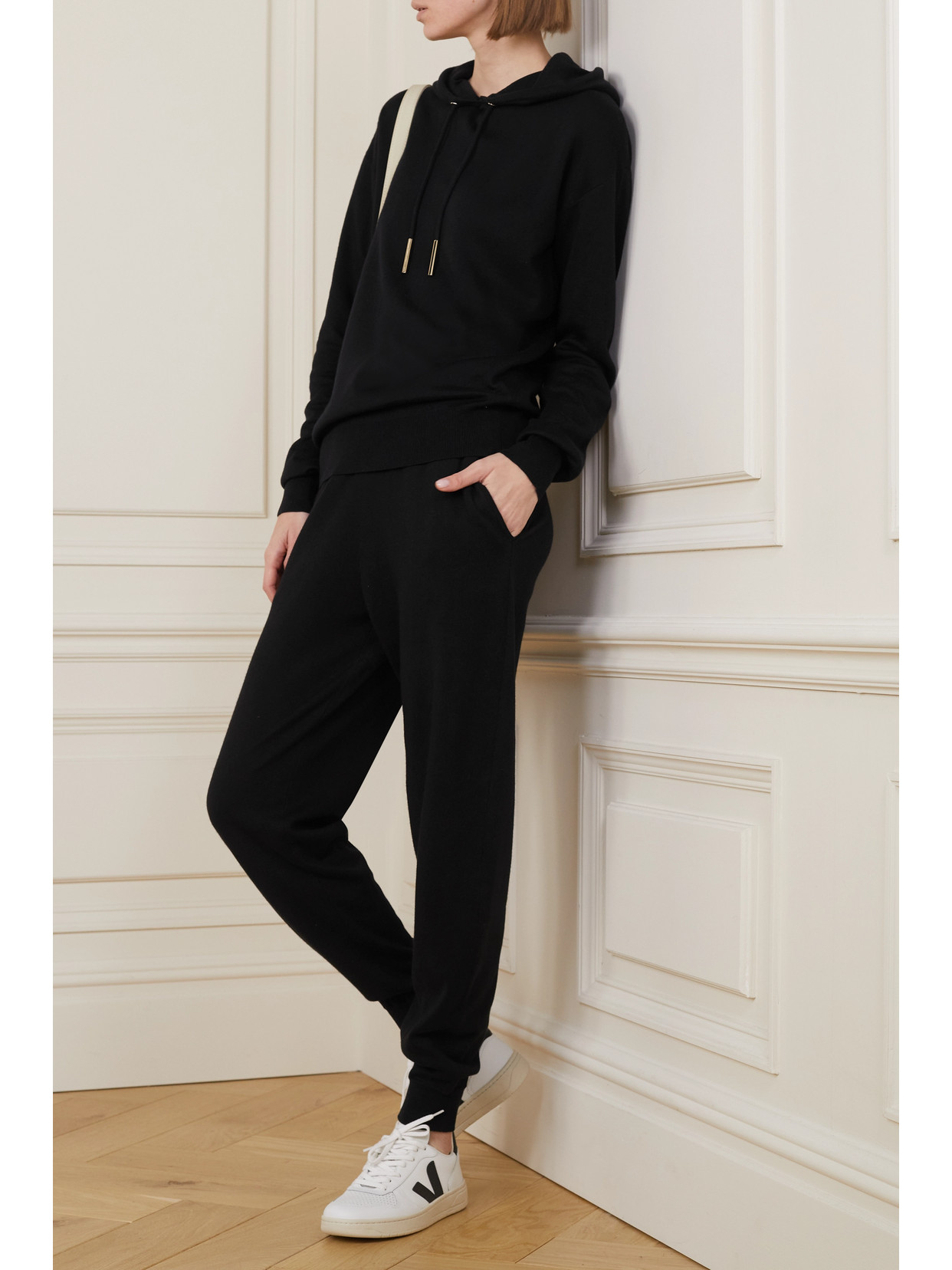 Shop Olivia Von Halle Gia Berlin Silk And Cashmere-blend Hoodie And Track Pants Set In Black