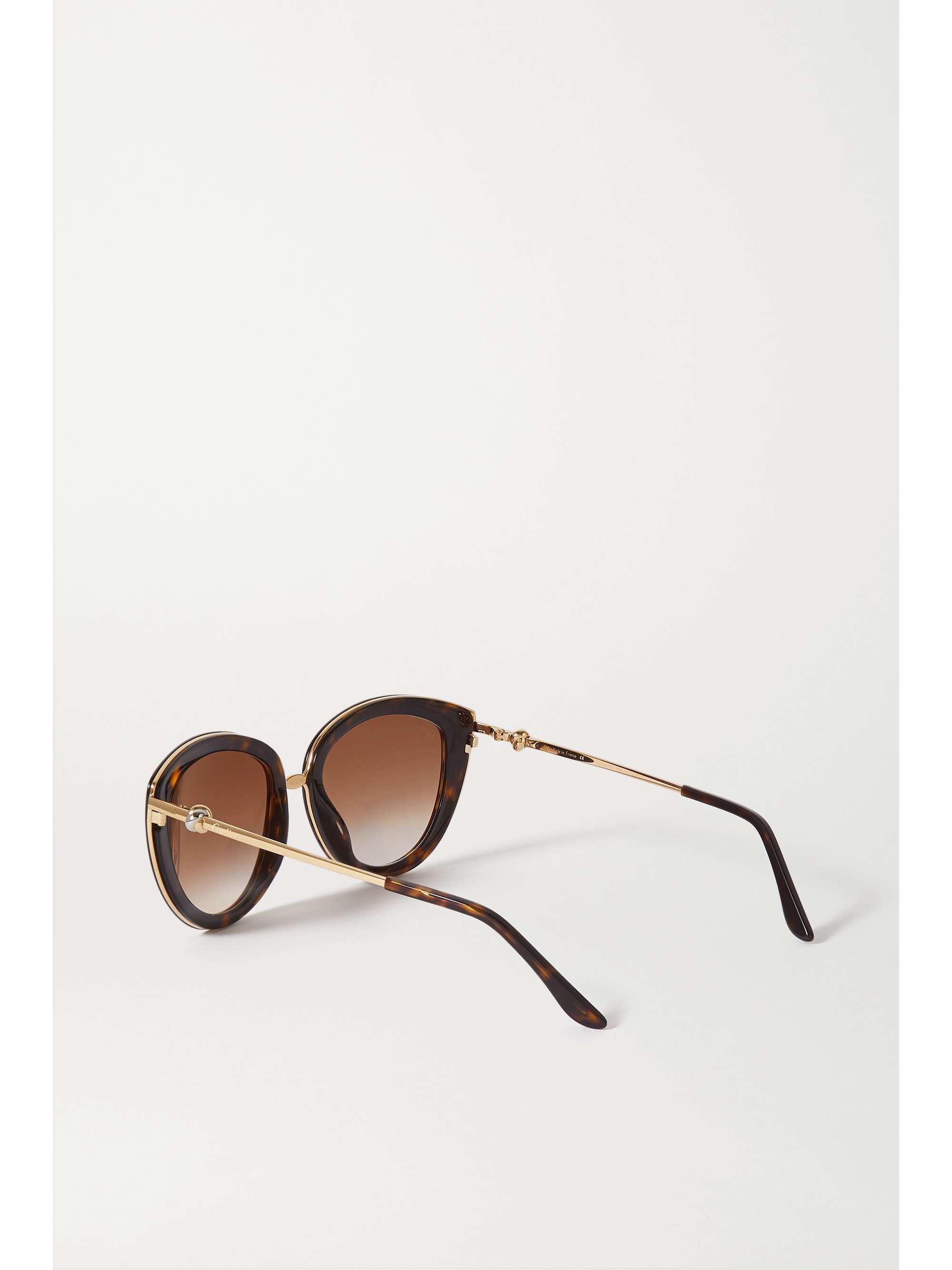 CARTIER EYEWEAR Trinity cat-eye tortoiseshell acetate and gold-tone sunglasses