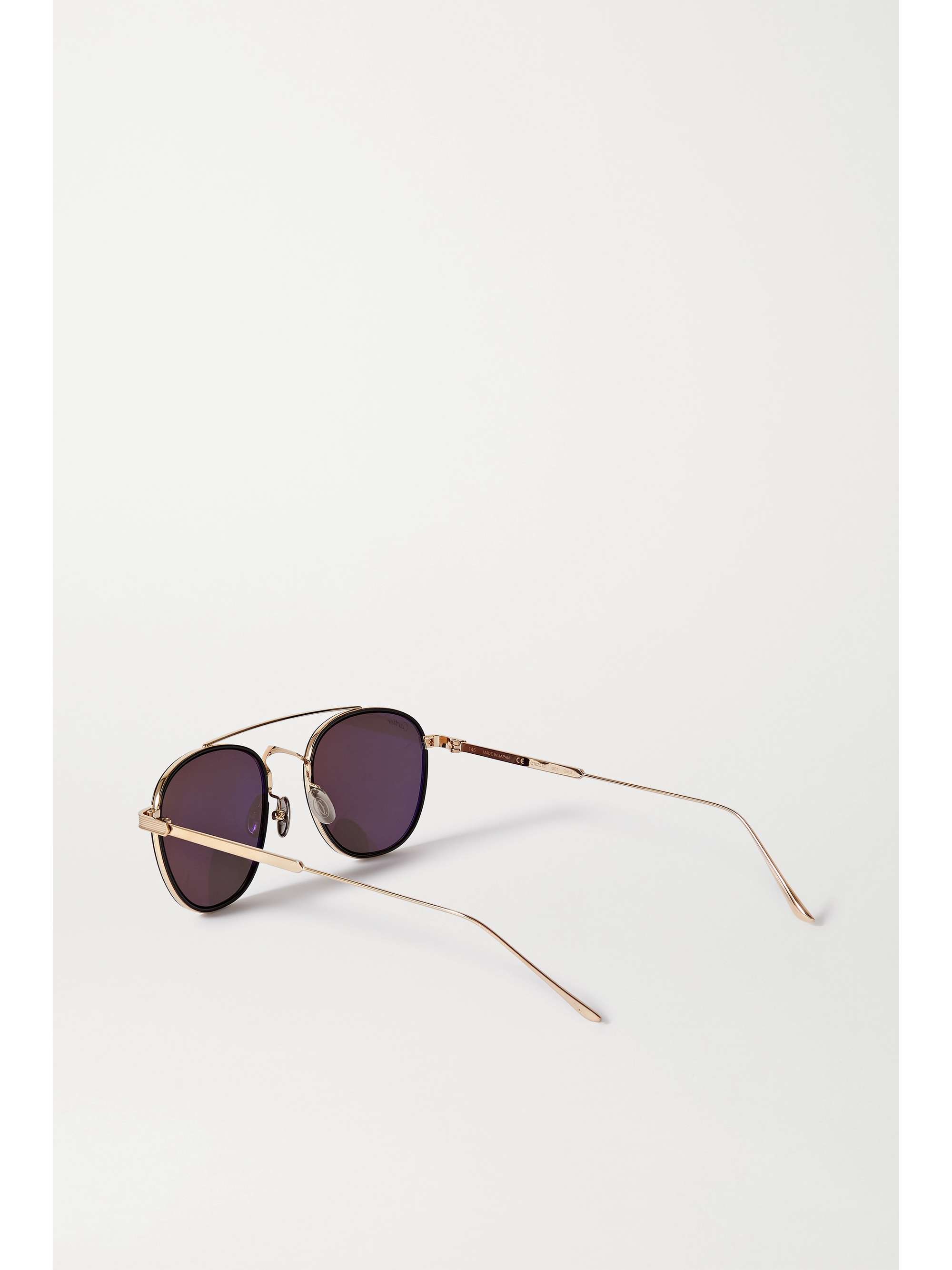 CARTIER EYEWEAR Aviator-style gold-tone and acetate sunglasses