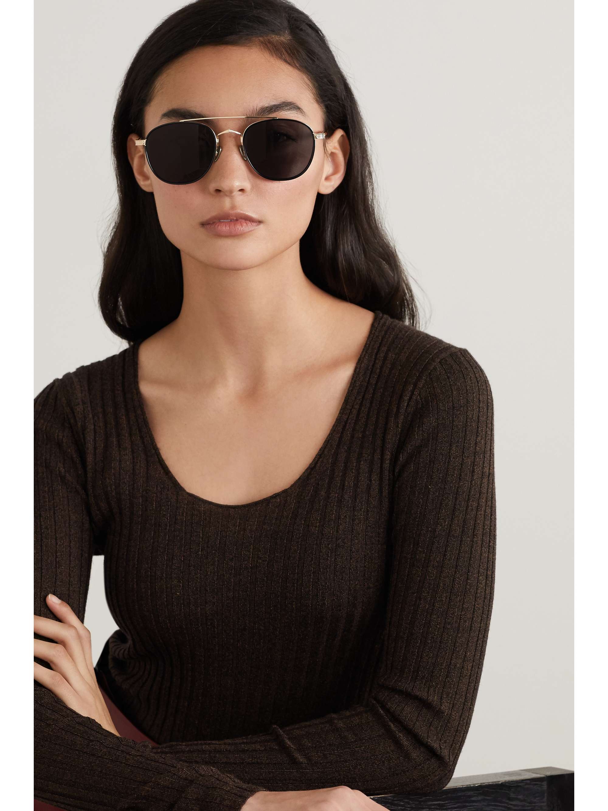 CARTIER EYEWEAR Aviator-style gold-tone and acetate sunglasses