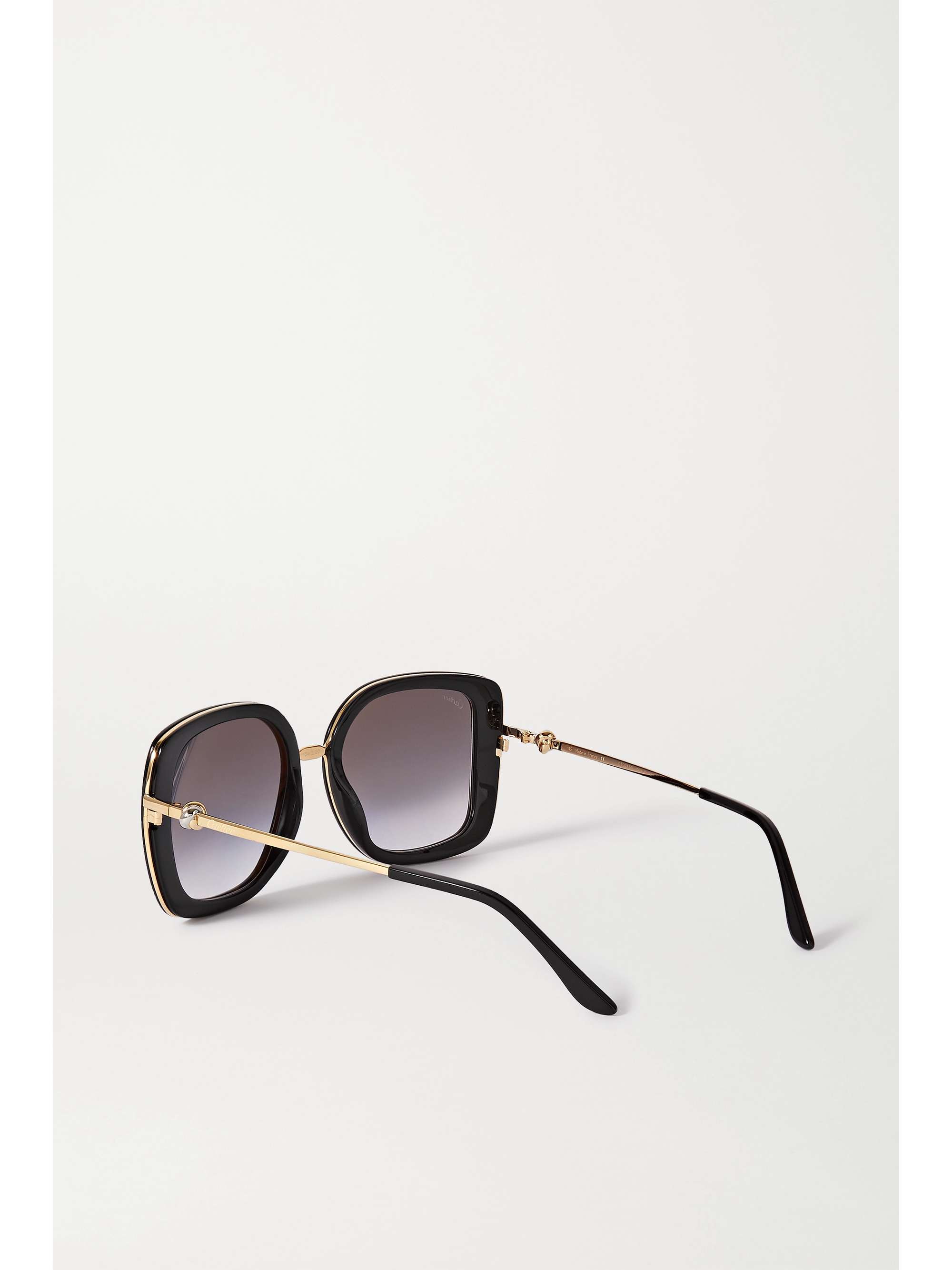 CARTIER EYEWEAR Square-frame acetate and gold-tone sunglasses