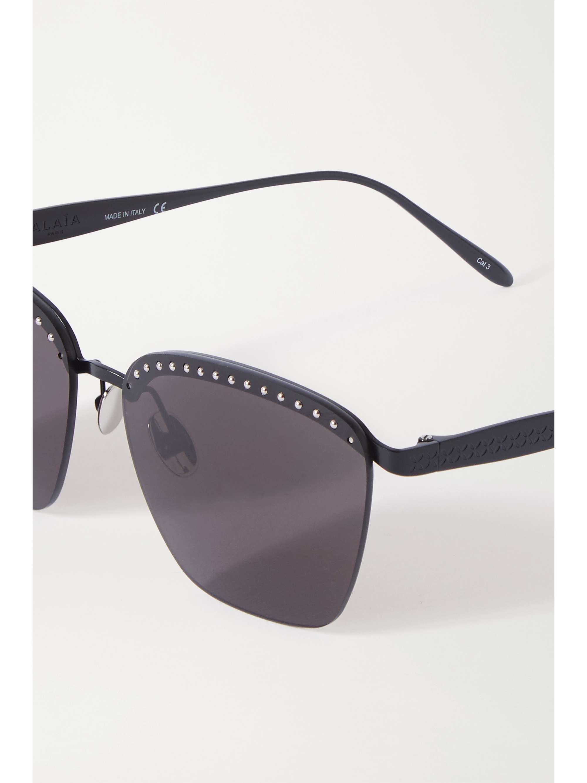 ALAÏA EYEWEAR Square-frame studded metal sunglasses