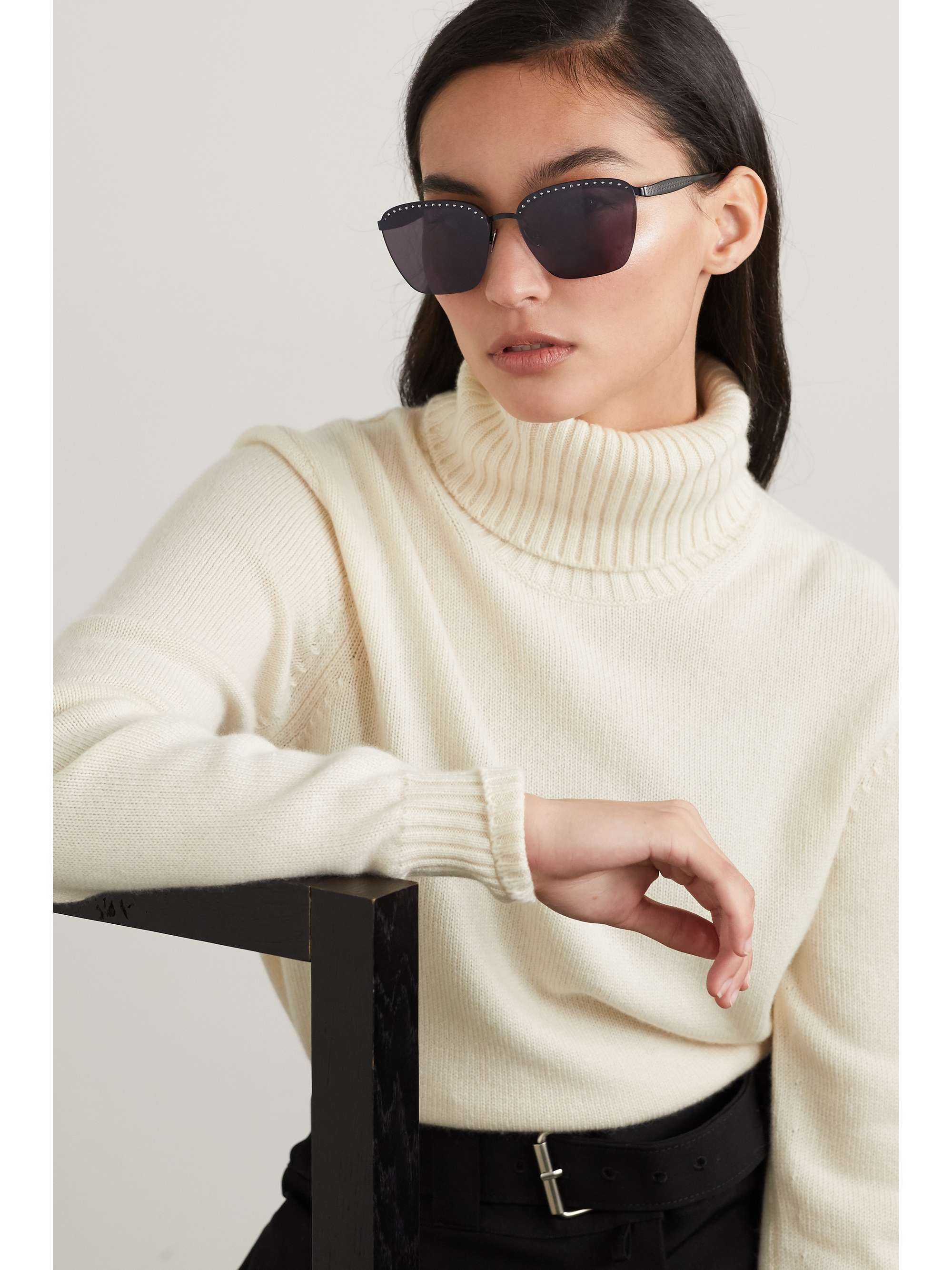 ALAÏA EYEWEAR Square-frame studded metal sunglasses