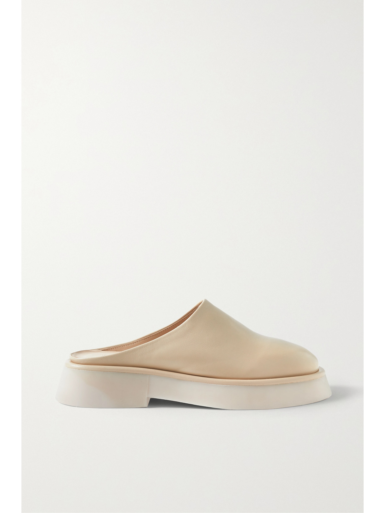 Wandler 'rosa' Platform Round Toe Leather Mules In Neutrals