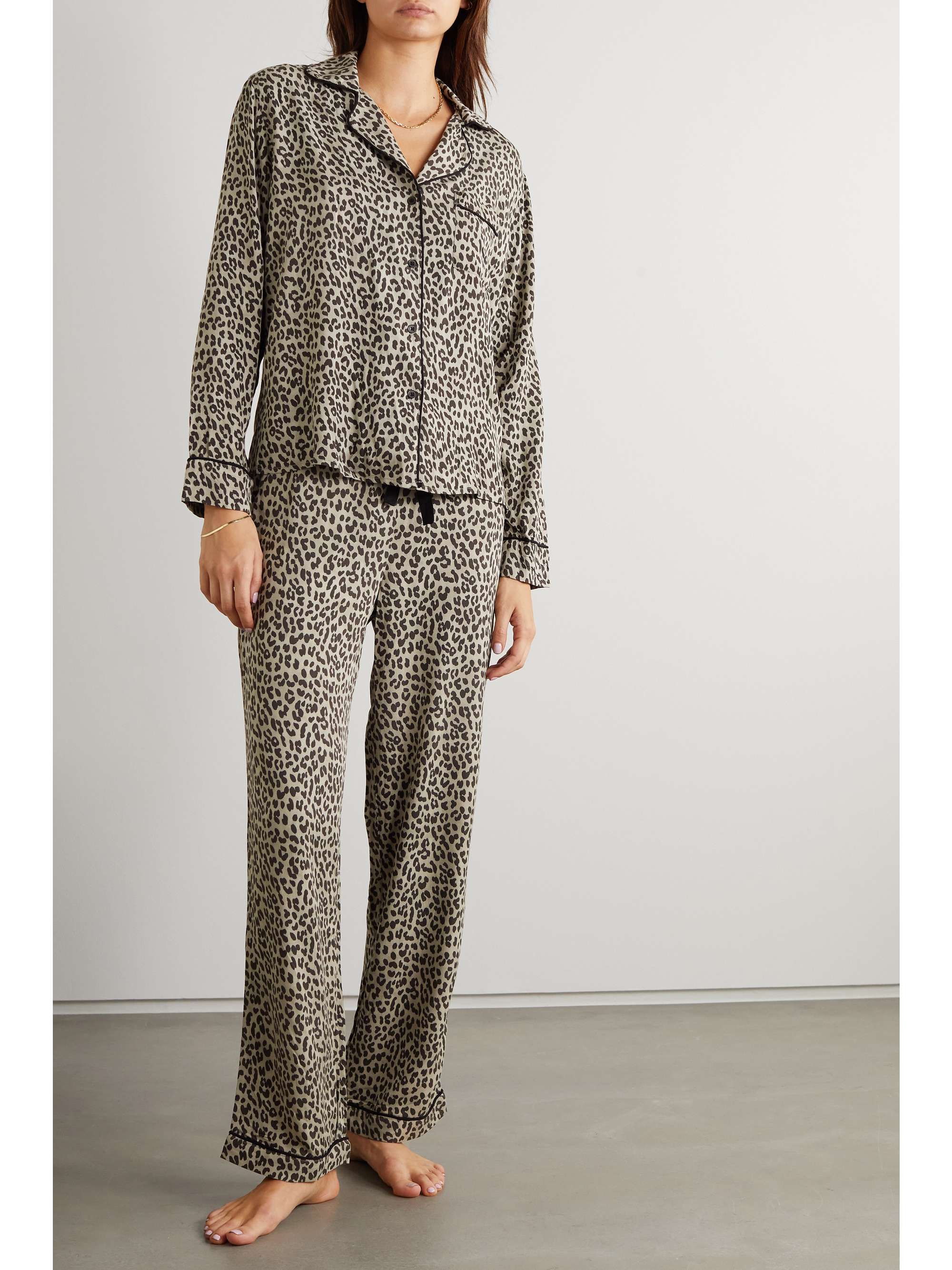 RAILS Clara leopard-print poplin pajama set