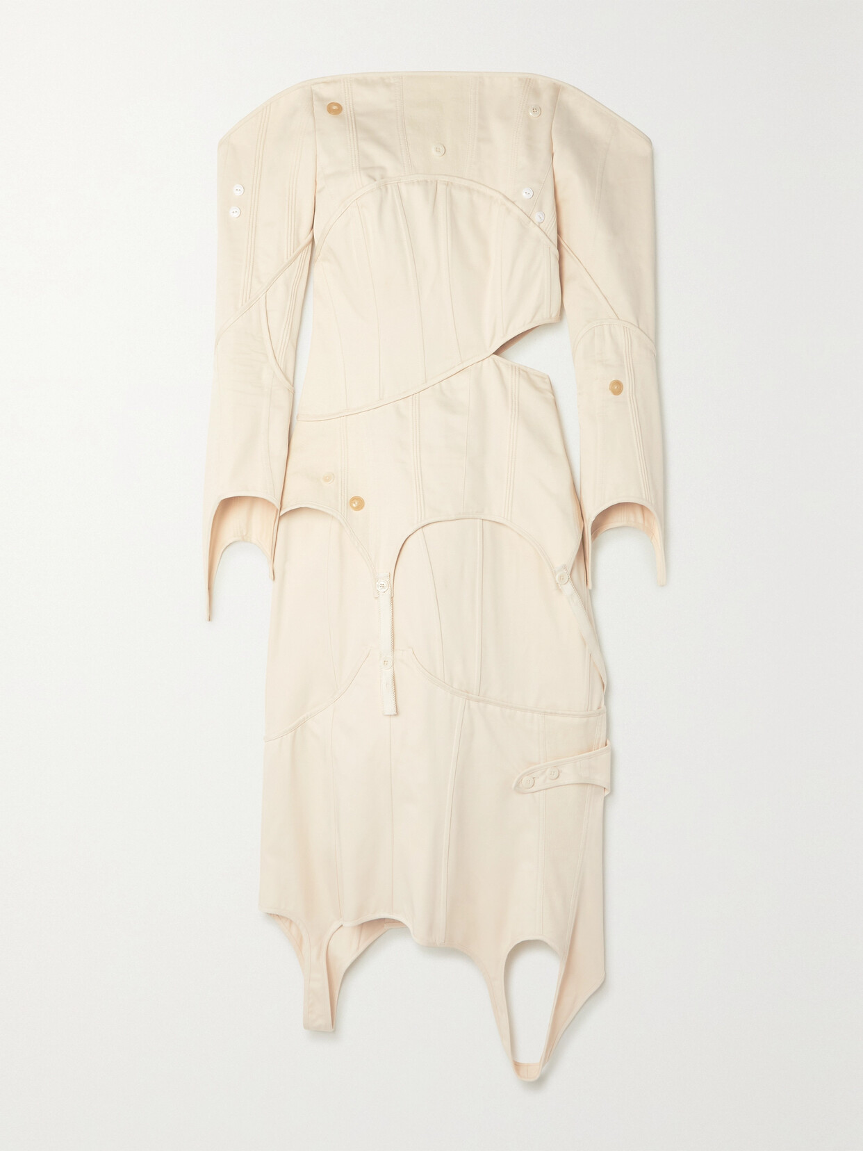 Acne Studios Off-the-shoulder Cutout Cotton-twill Midi Dress - White