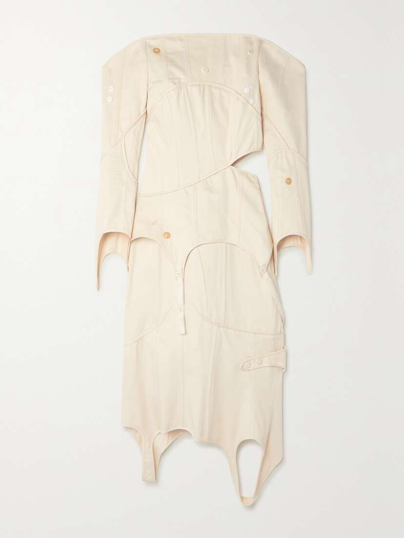 Acne Studios Off-the-shoulder Cutout Cotton-twill Midi Dress