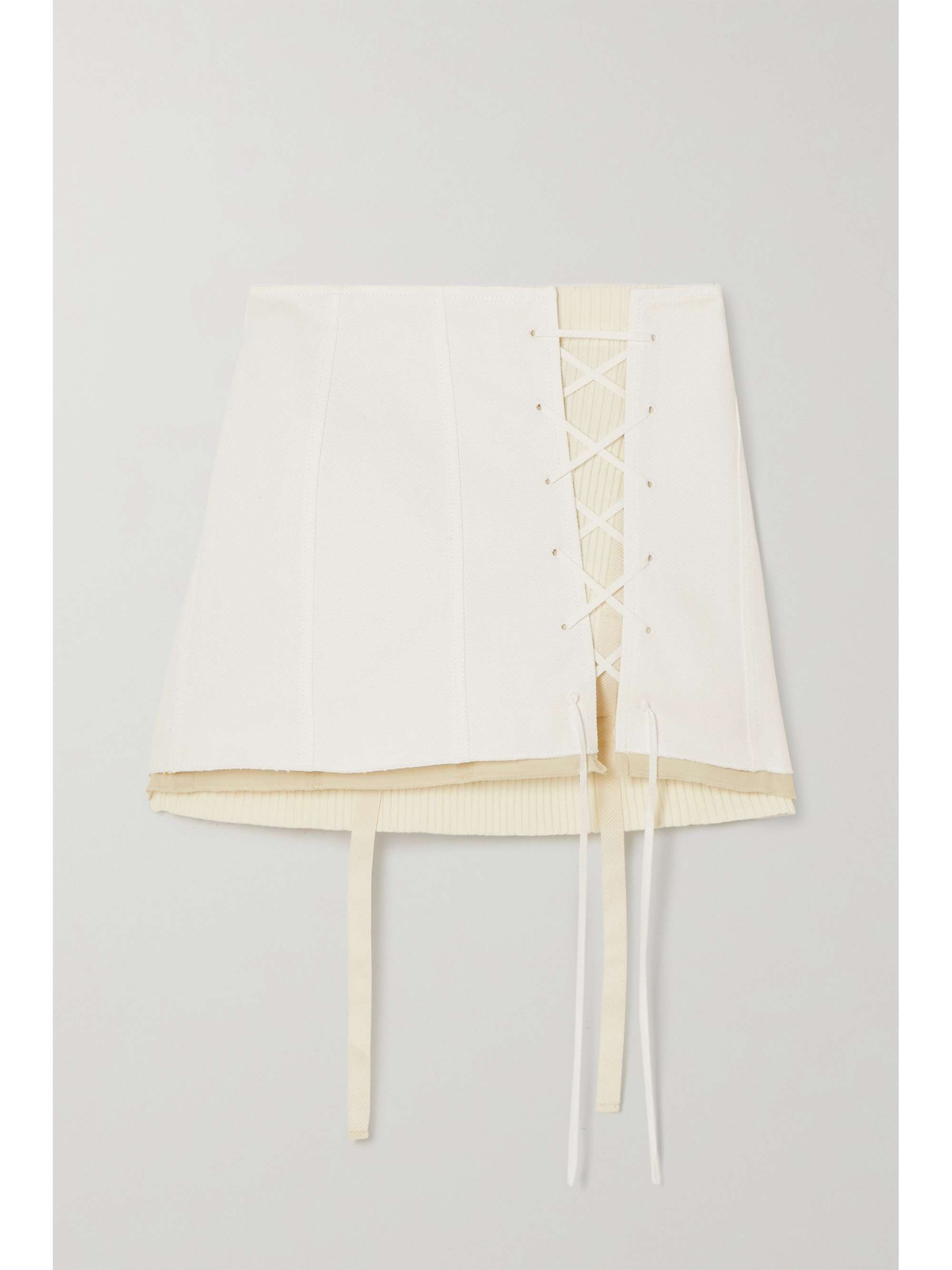 ACNE STUDIOS Layered tie-detailed cotton-twill and ribbed cotton-jersey mini skirt