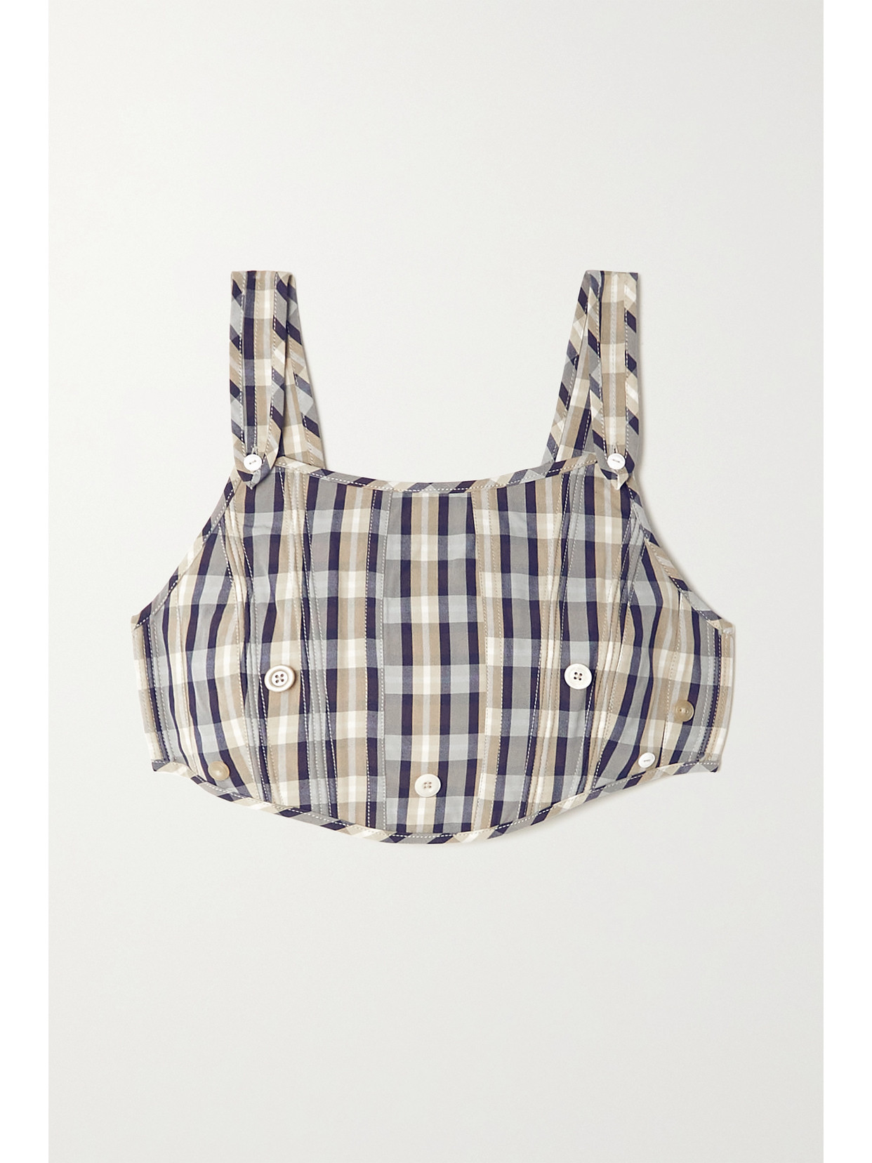 Acne Studios Cropped Checked Cotton-blend Camisole - Neutrals