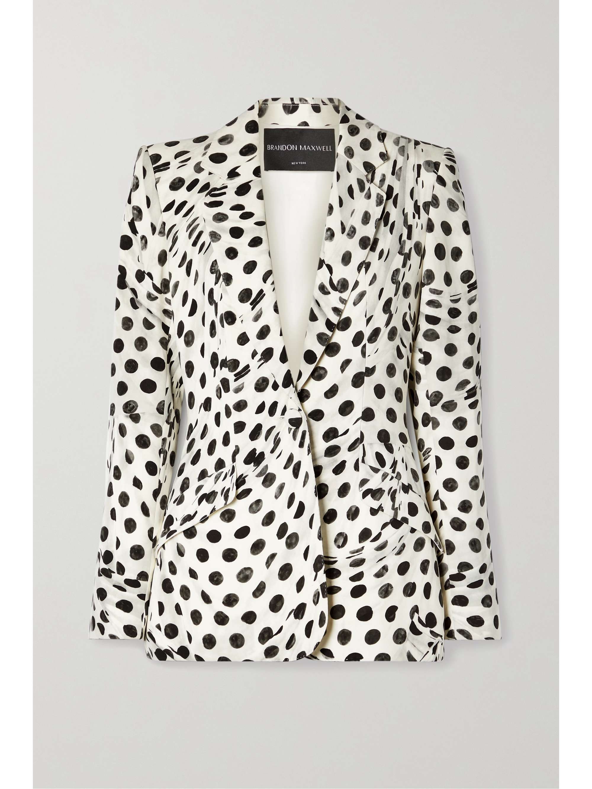 white polka dot blazer