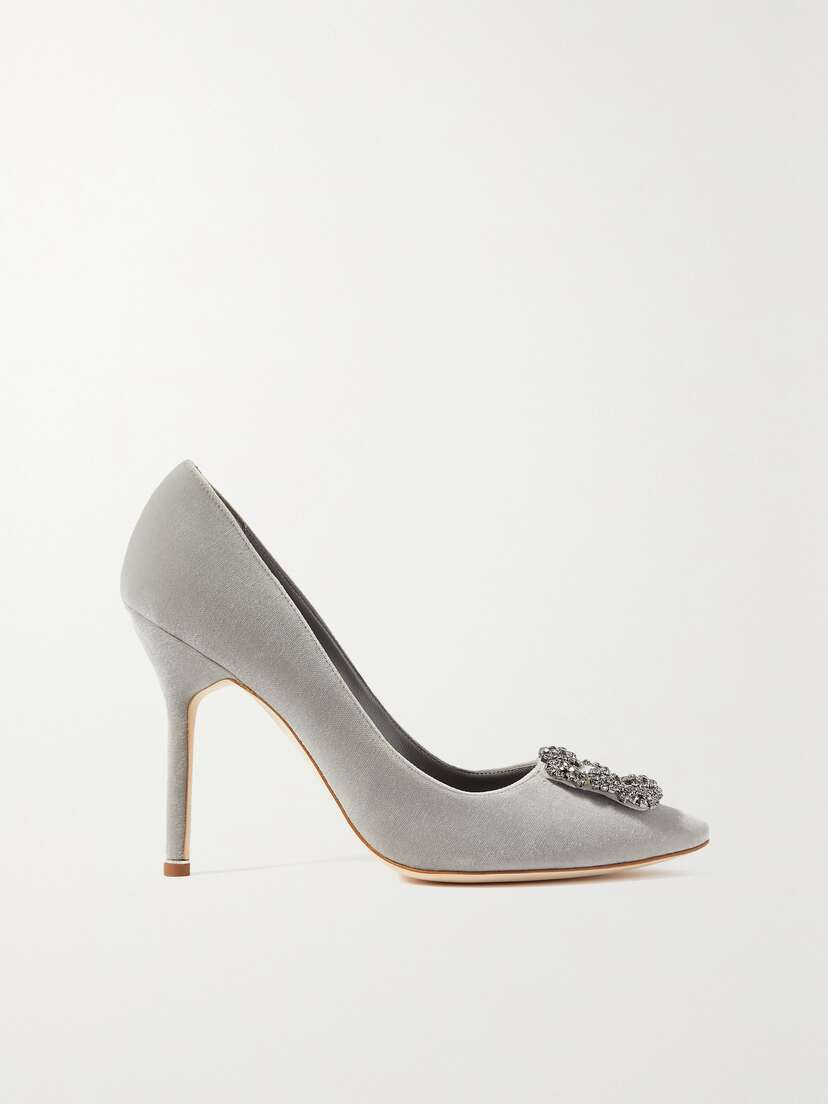 Manolo Blahnik Hangisi 105 Embellished Velvet Pumps
