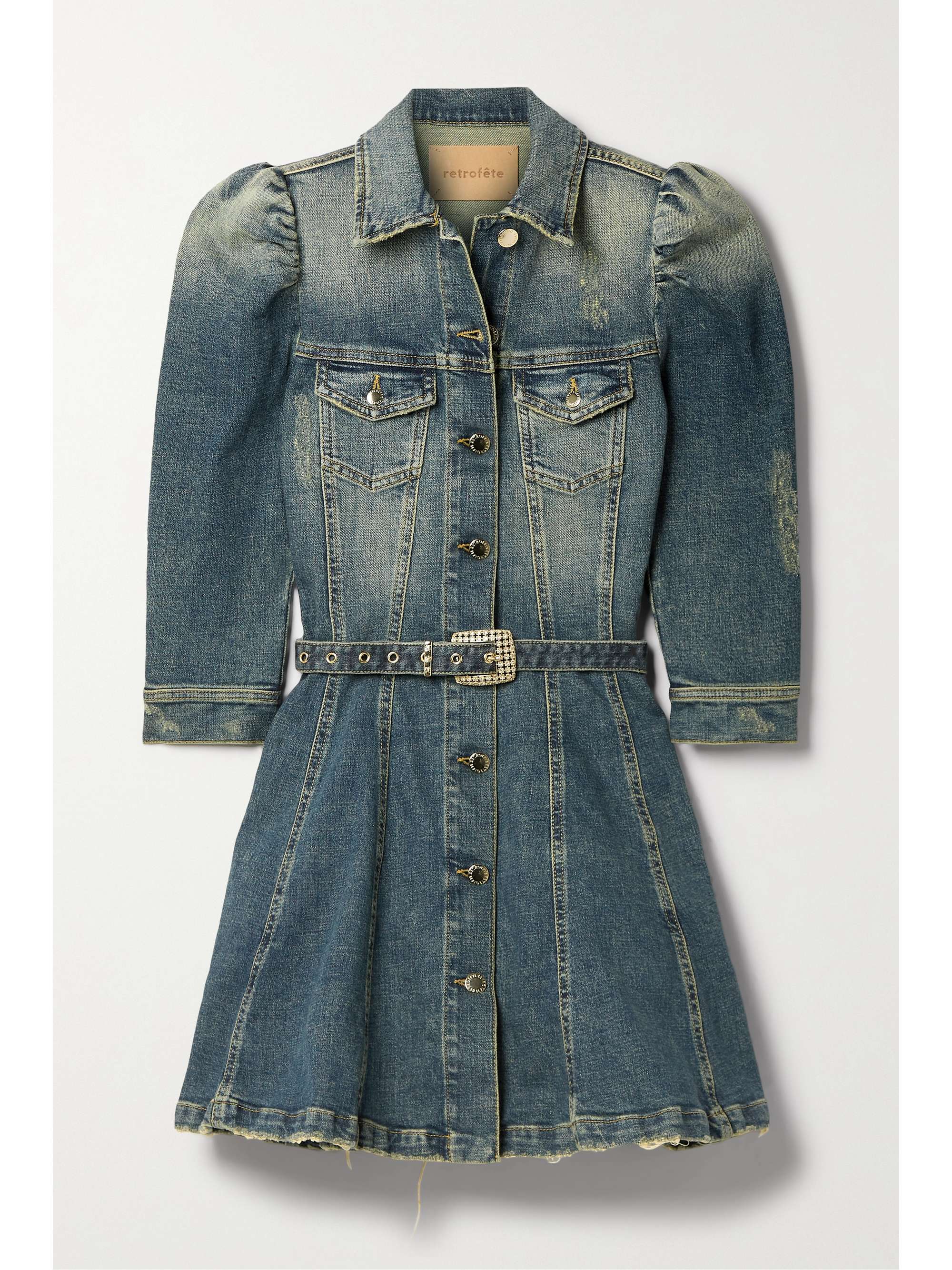 distressed denim dress