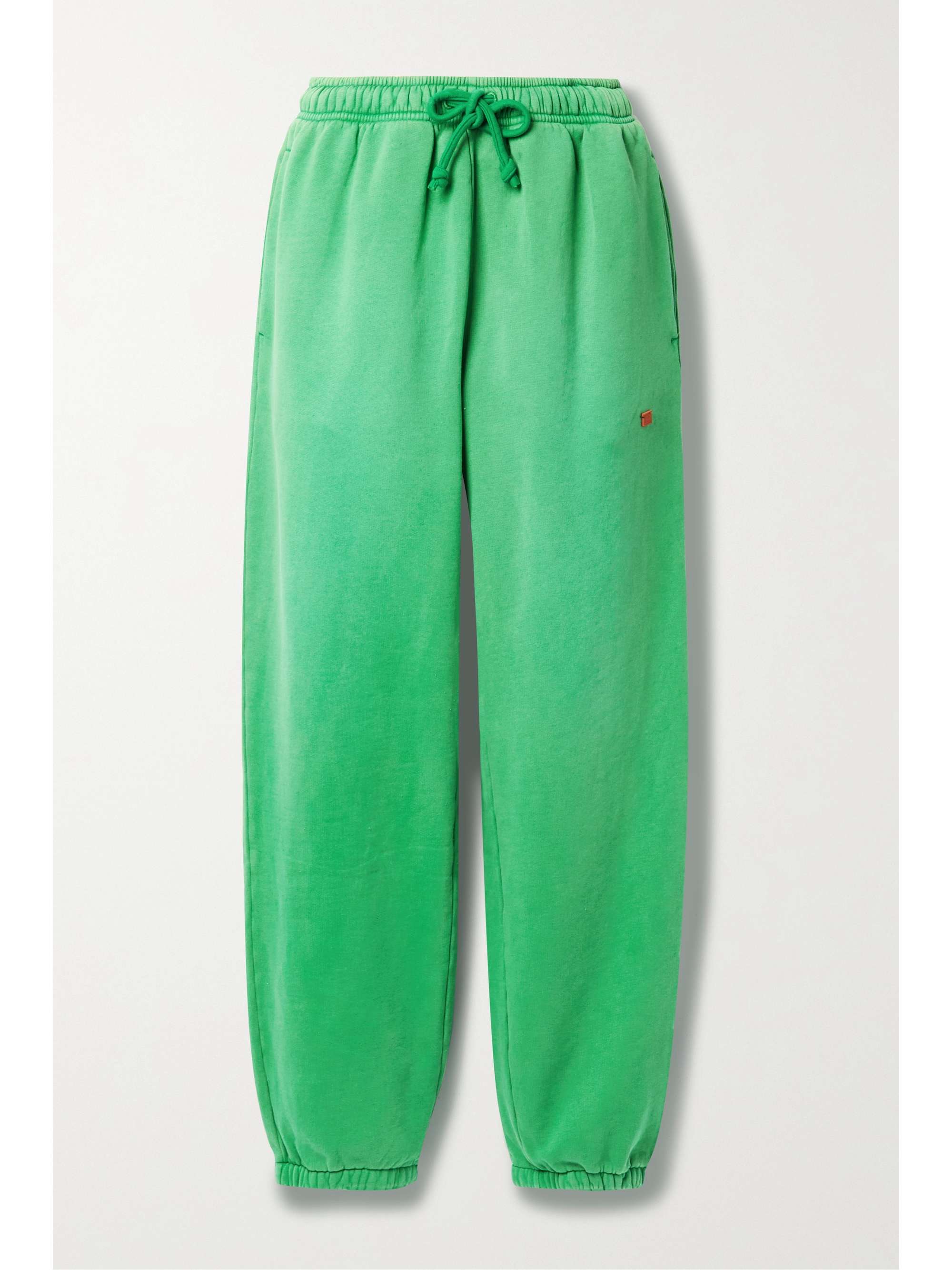 Green Appliquéd cotton-jersey track 