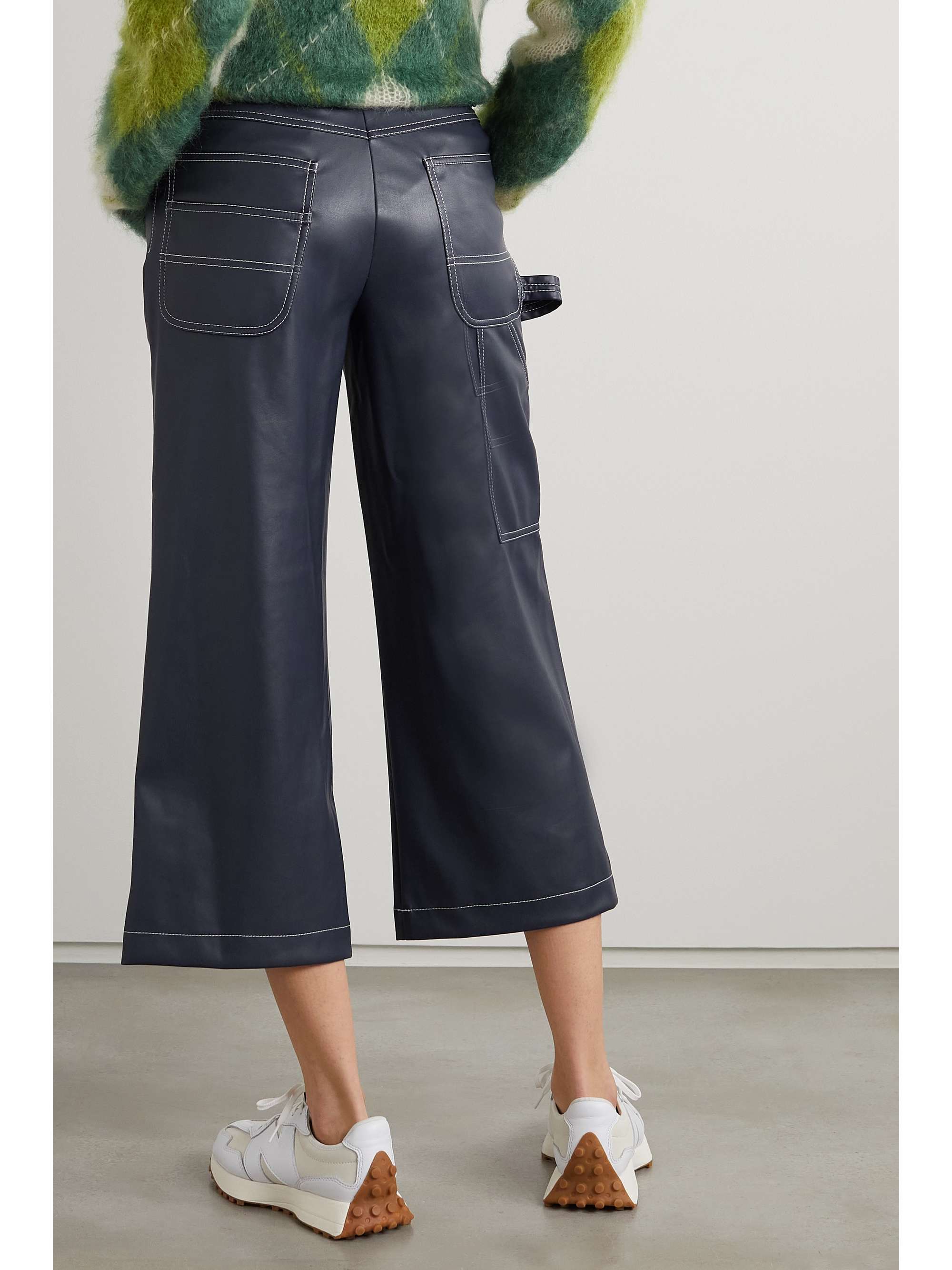 vegan leather wide leg pants