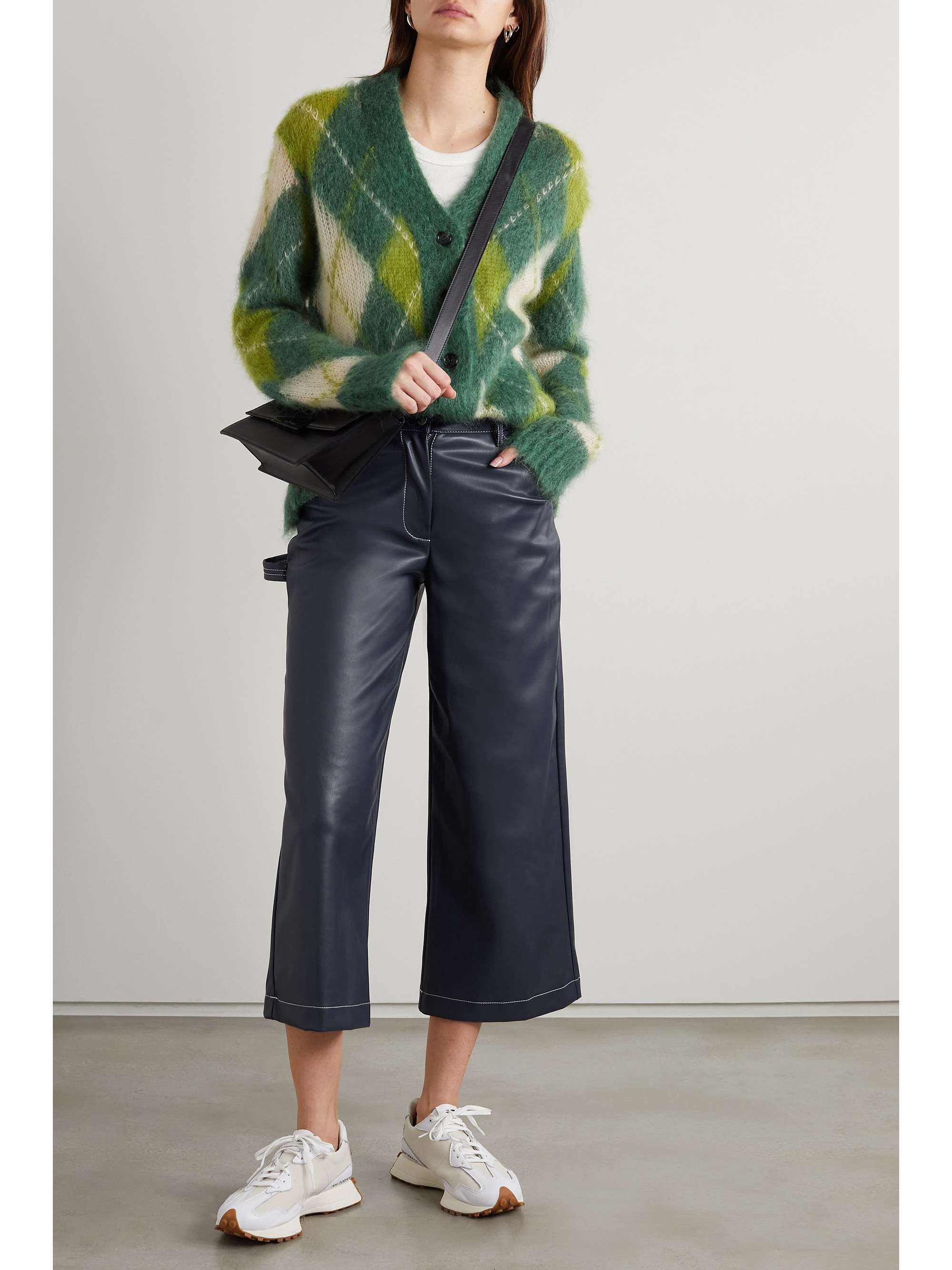 vegan leather wide leg pants