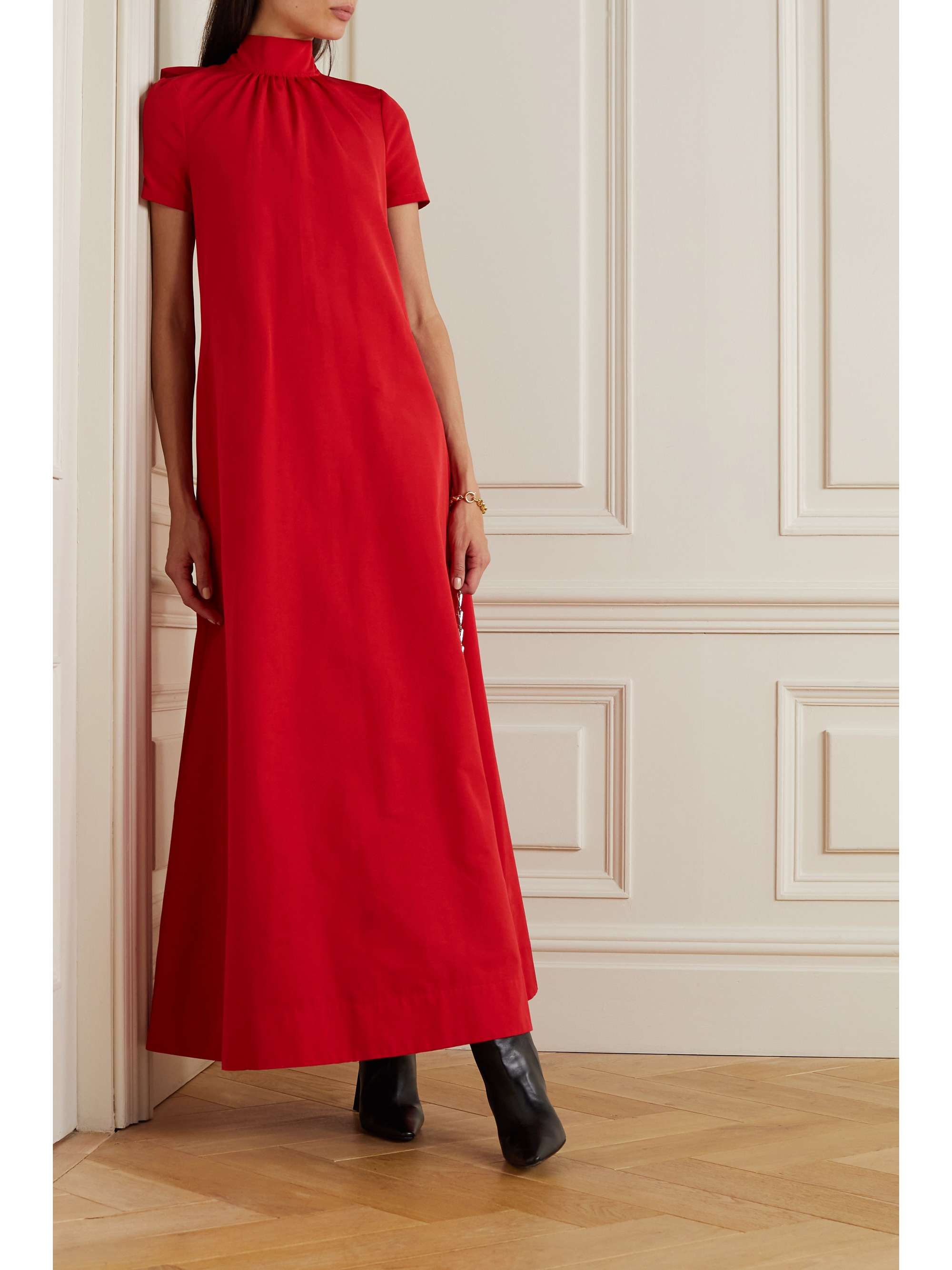 STAUD Ilana cotton-blend faille maxi dress