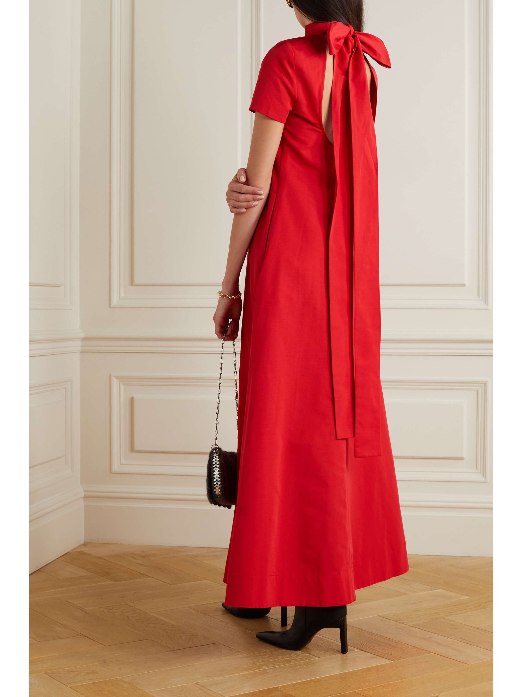 STAUD Ilana cotton-blend faille maxi dress