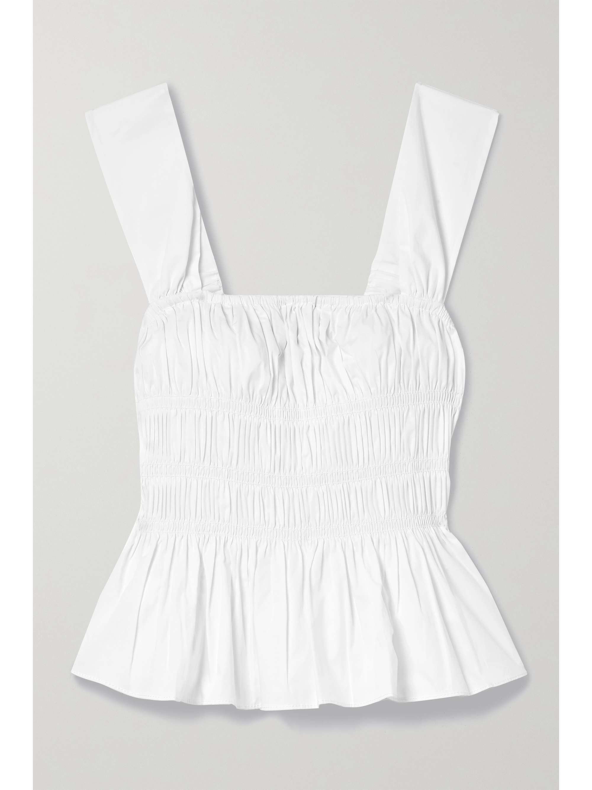 Ida shirred cotton-blend poplin peplum 