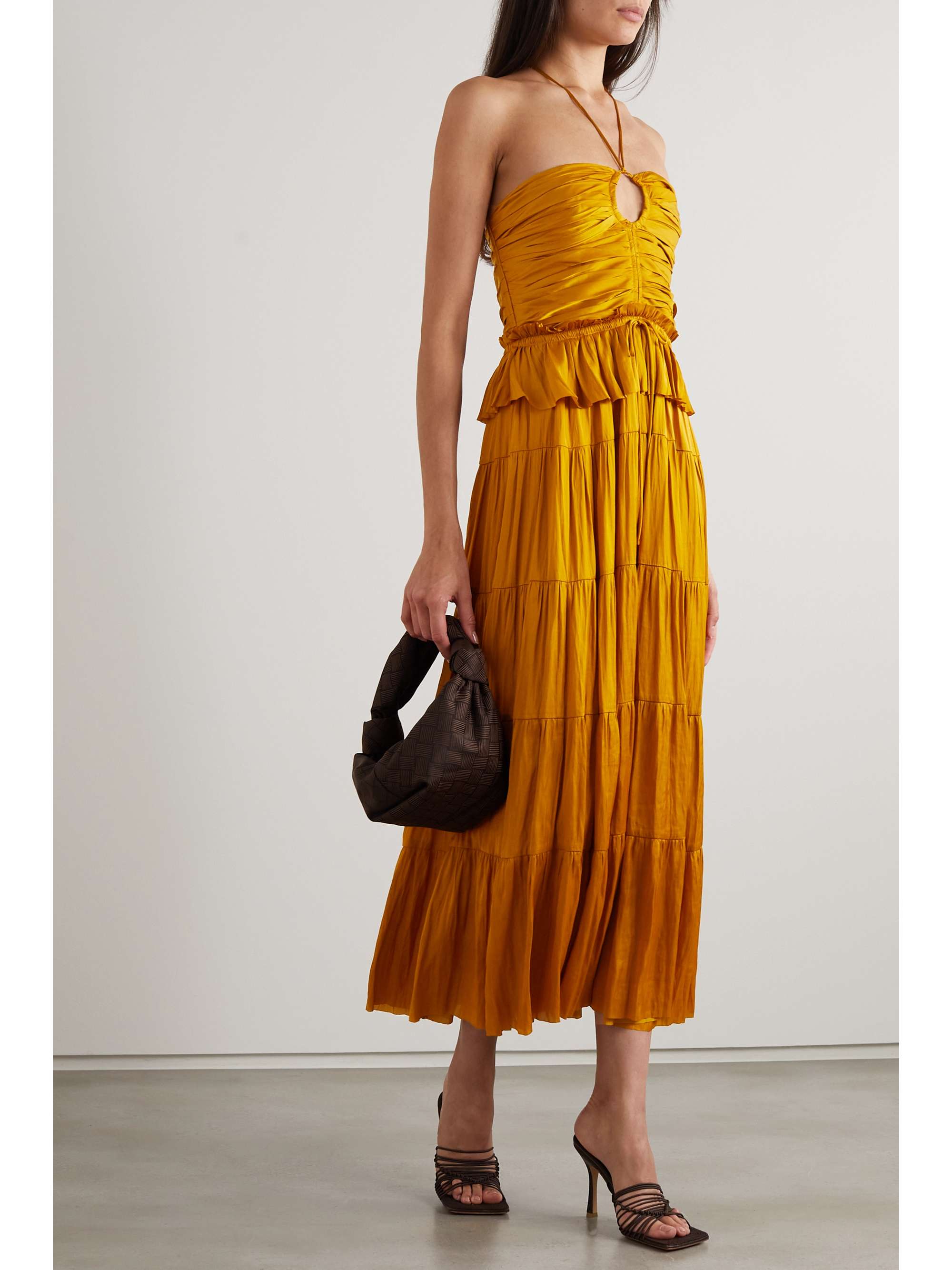 Marigold Evanthe tiered ruched satin 