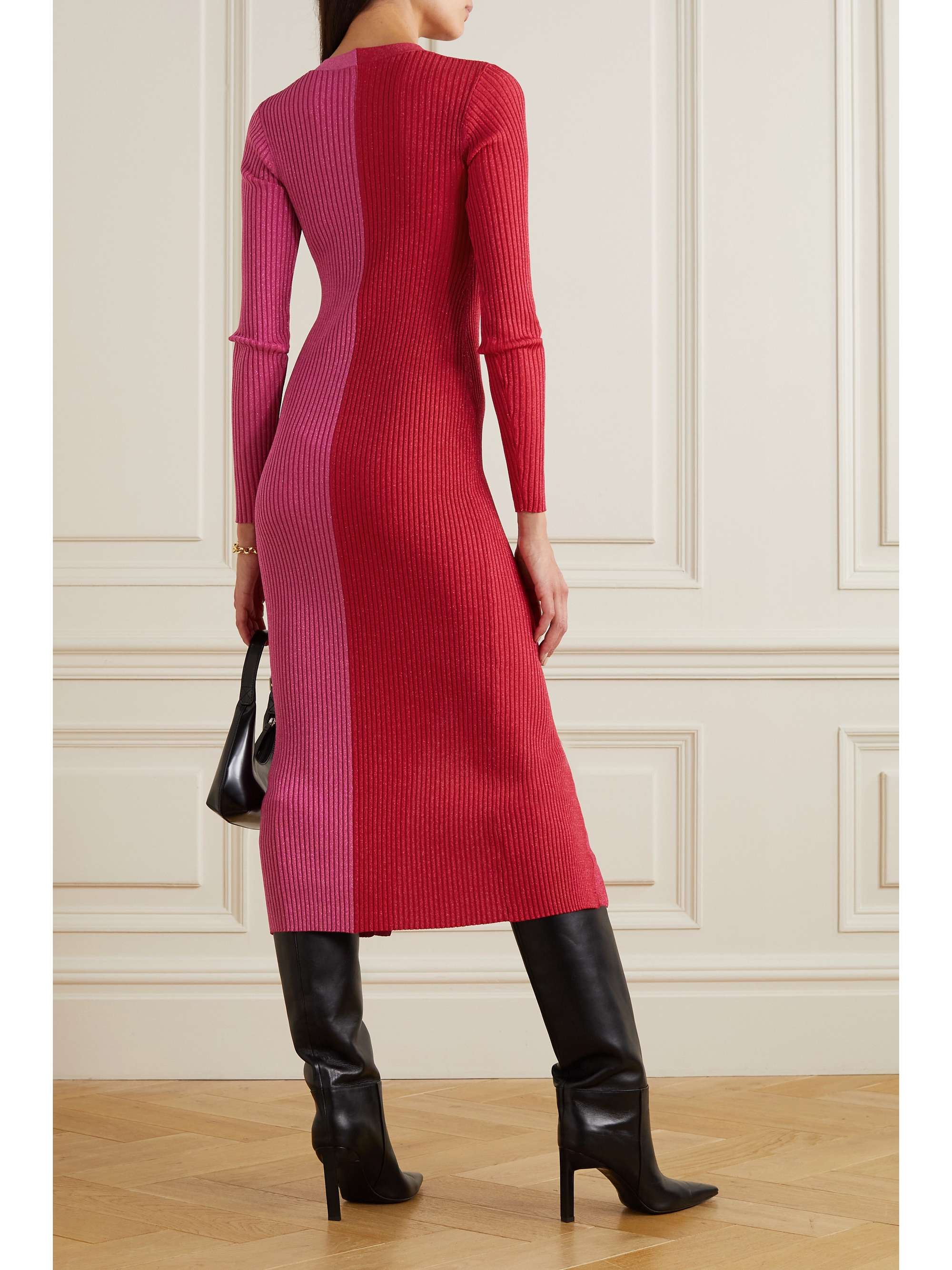 STAUD Shoko twotone metallic ribbedknit dress NETAPORTER