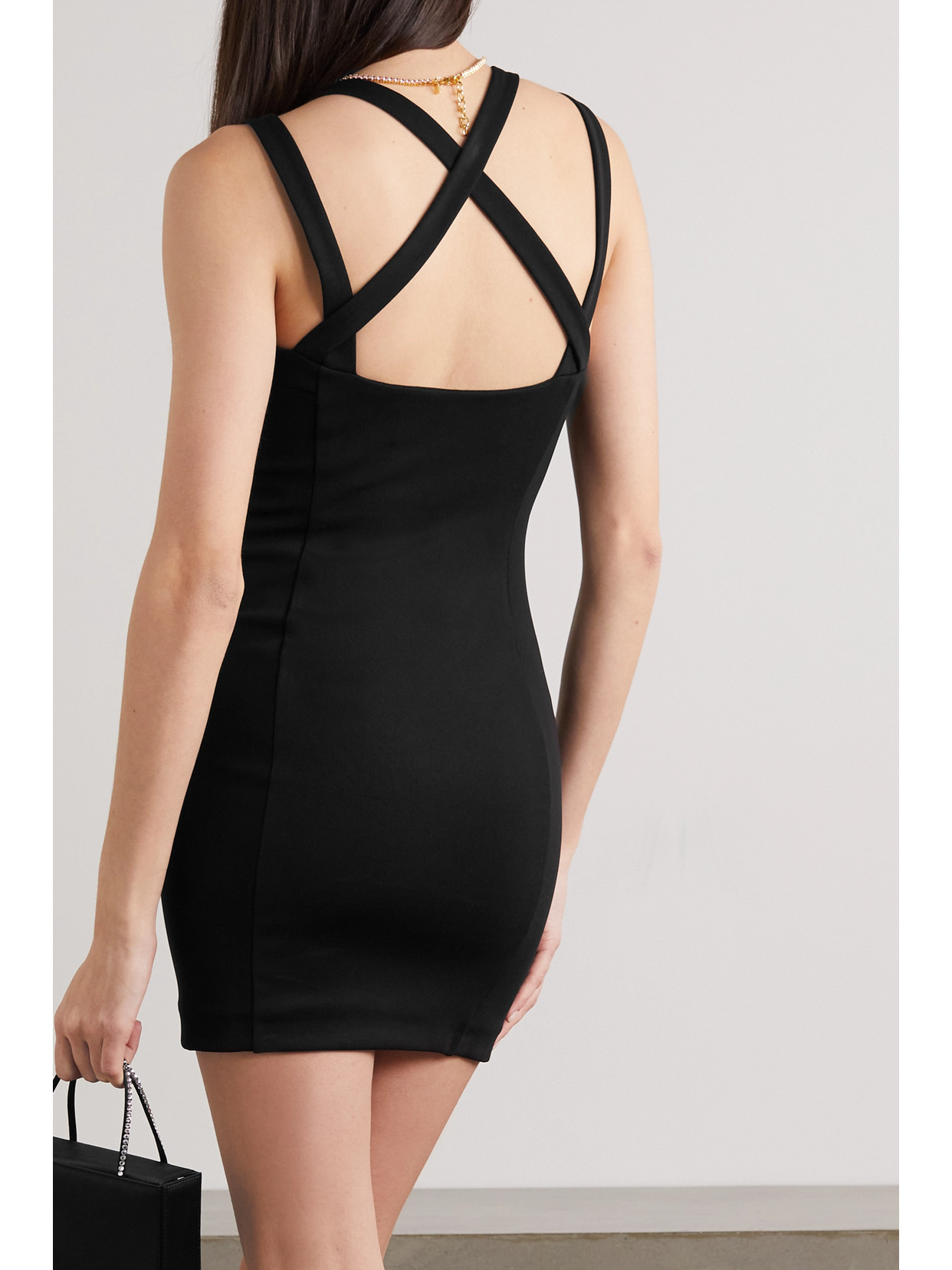 Gauge81 Palmer Ribbed Stretch-jersey Mini Dress In Black