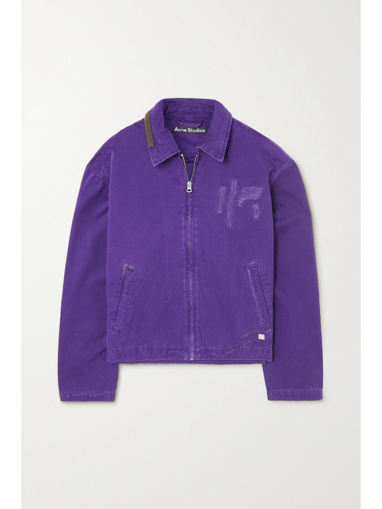 Acne Studios Appliquéd Cotton-twill Jacket In Purple ModeSens