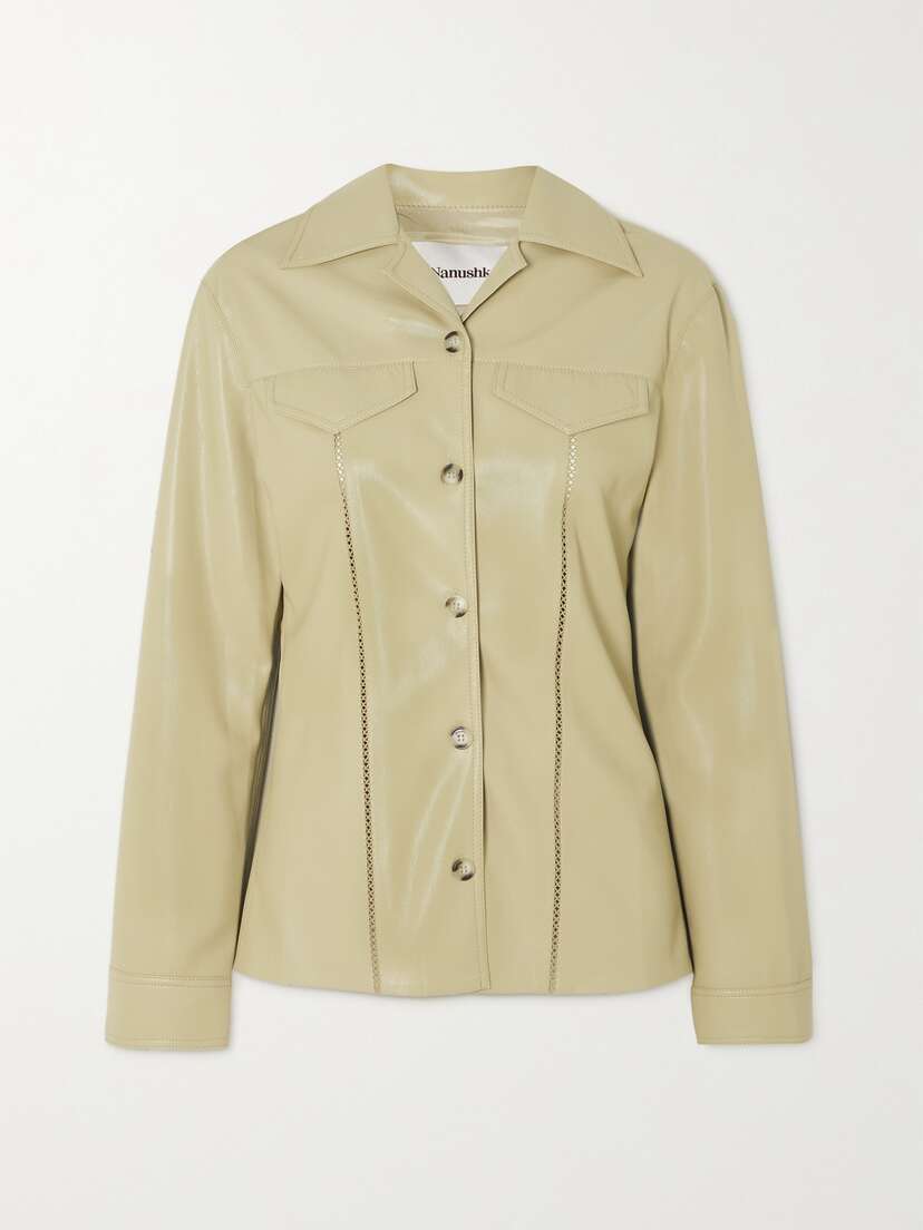 Nanushka Ganit Crochet-trimmed Vegan Leather Shirt - xx small