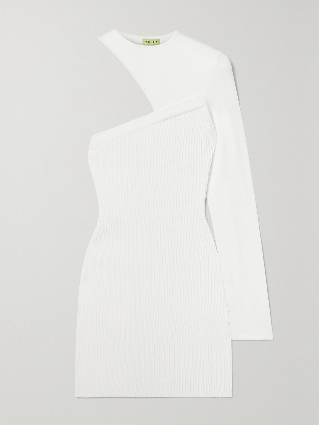 GAUGE81 Tinino One-sleeve Ribbed-knit Mini Dress - Ivory