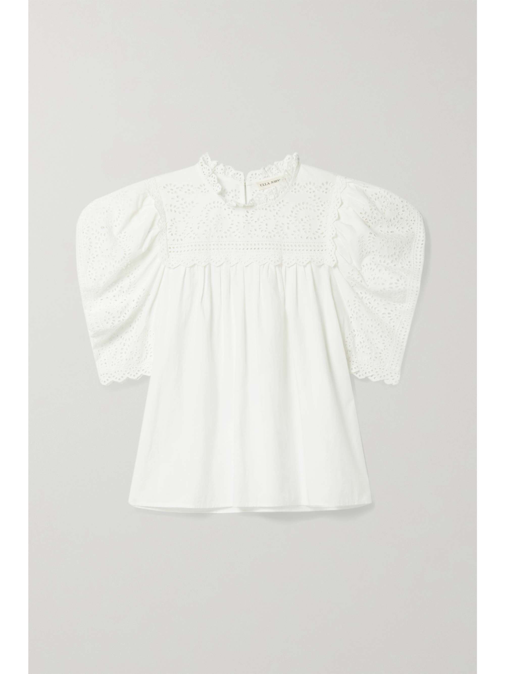 White Yvonne broderie anglaise cotton-poplin blouse | ULLA JOHNSON ...