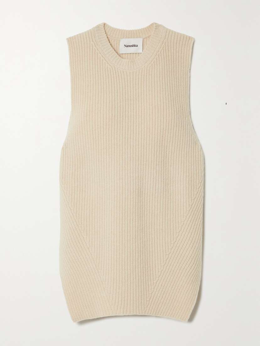Nanushka Leela Ribbed Merino Wool And Cashmere-blend Tank - x large