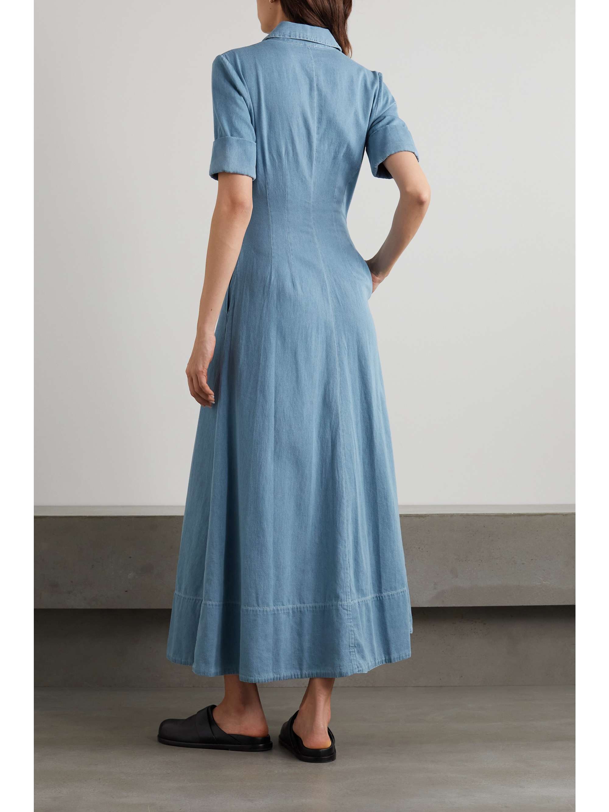 chambray maxi shirt dress