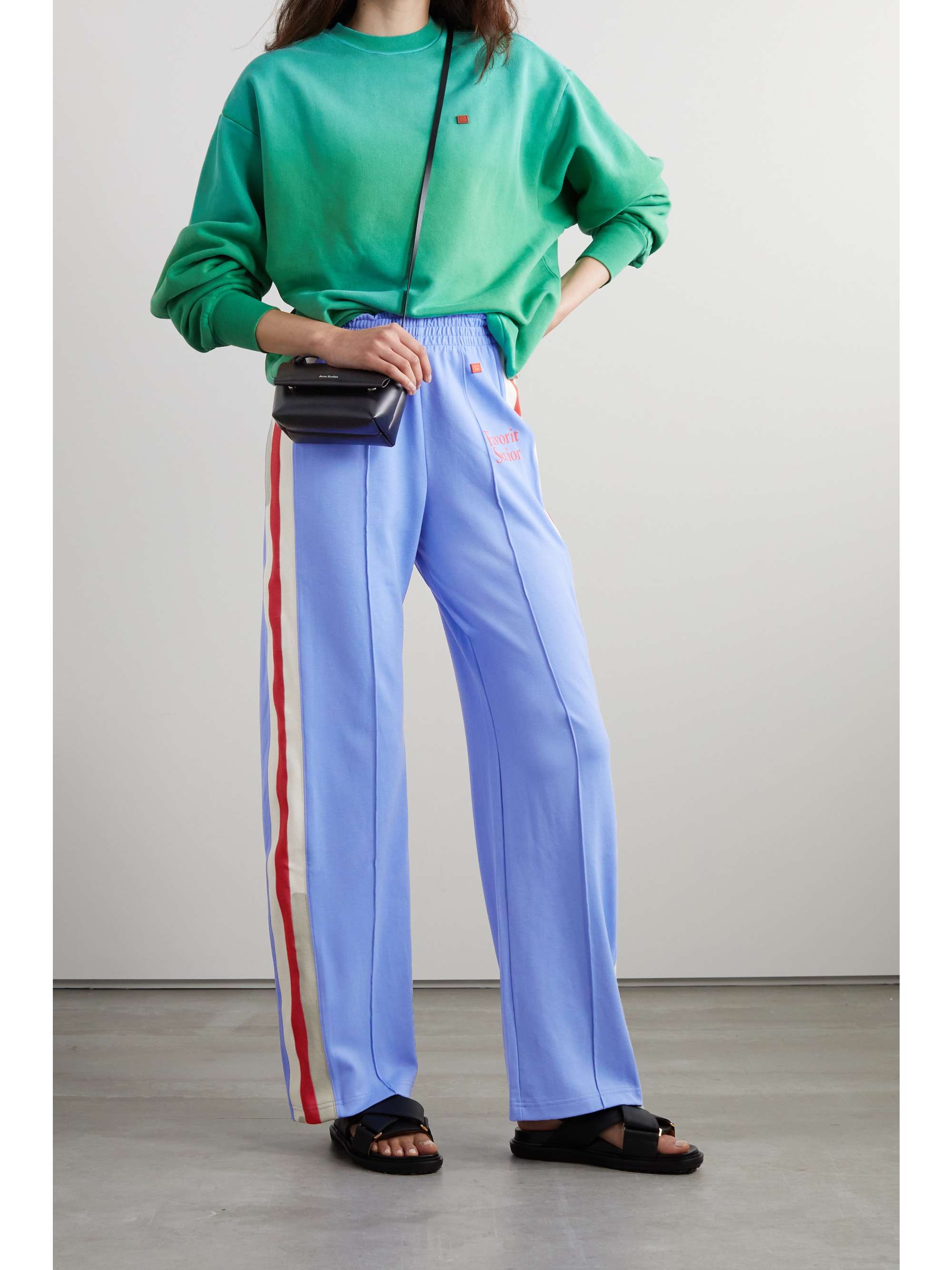 Blue Pleated striped stretch-jersey 