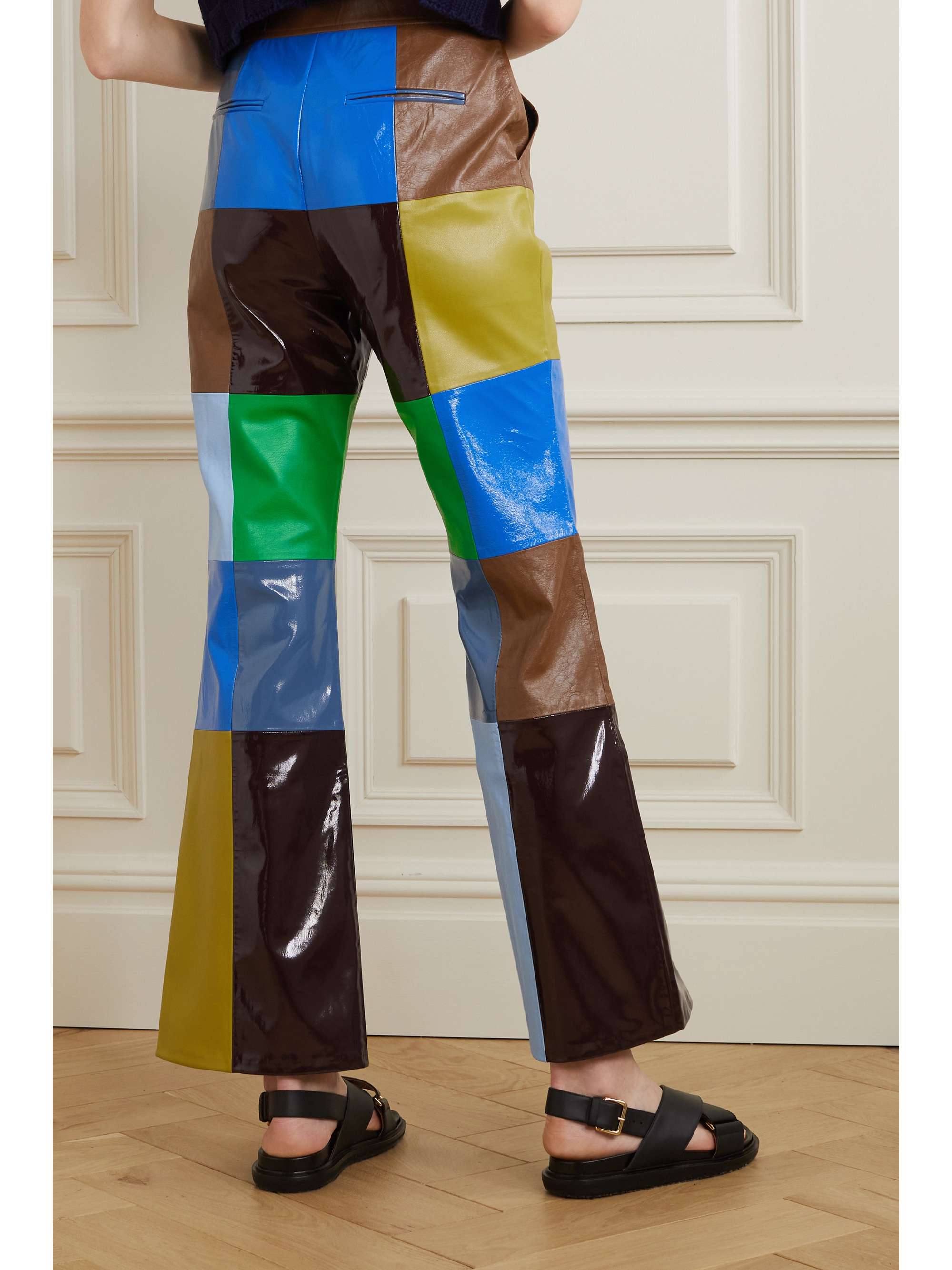 Brown Lexi patchwork faux leather wide 