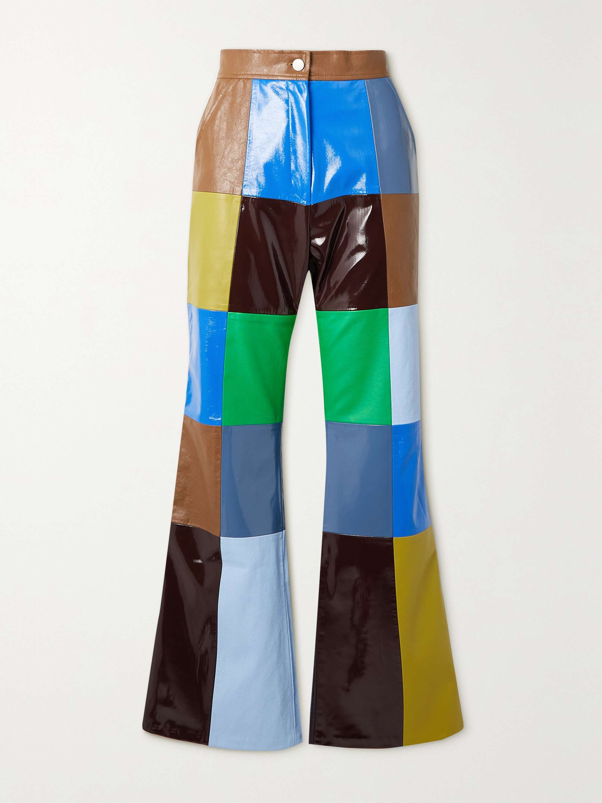 Brown Lexi patchwork faux leather wide 
