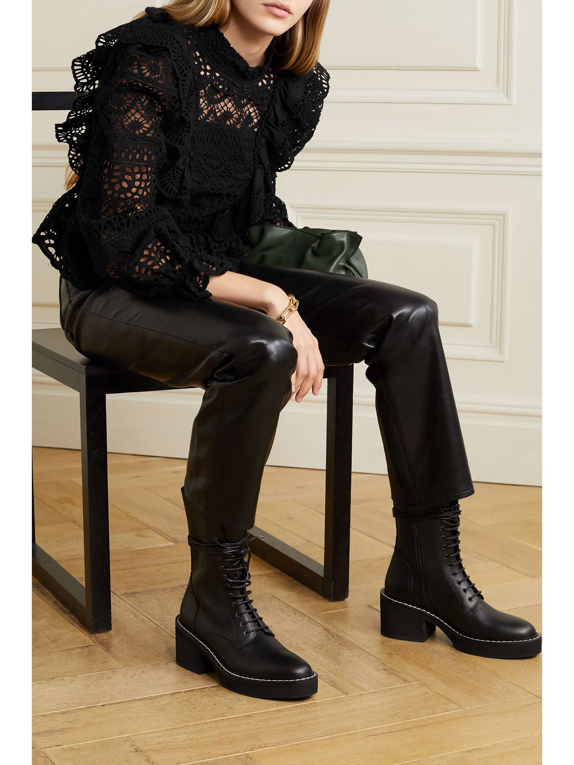 SEA Patrizia open-back ruffled cotton guipure lace peplum blouse | NET -A-PORTER