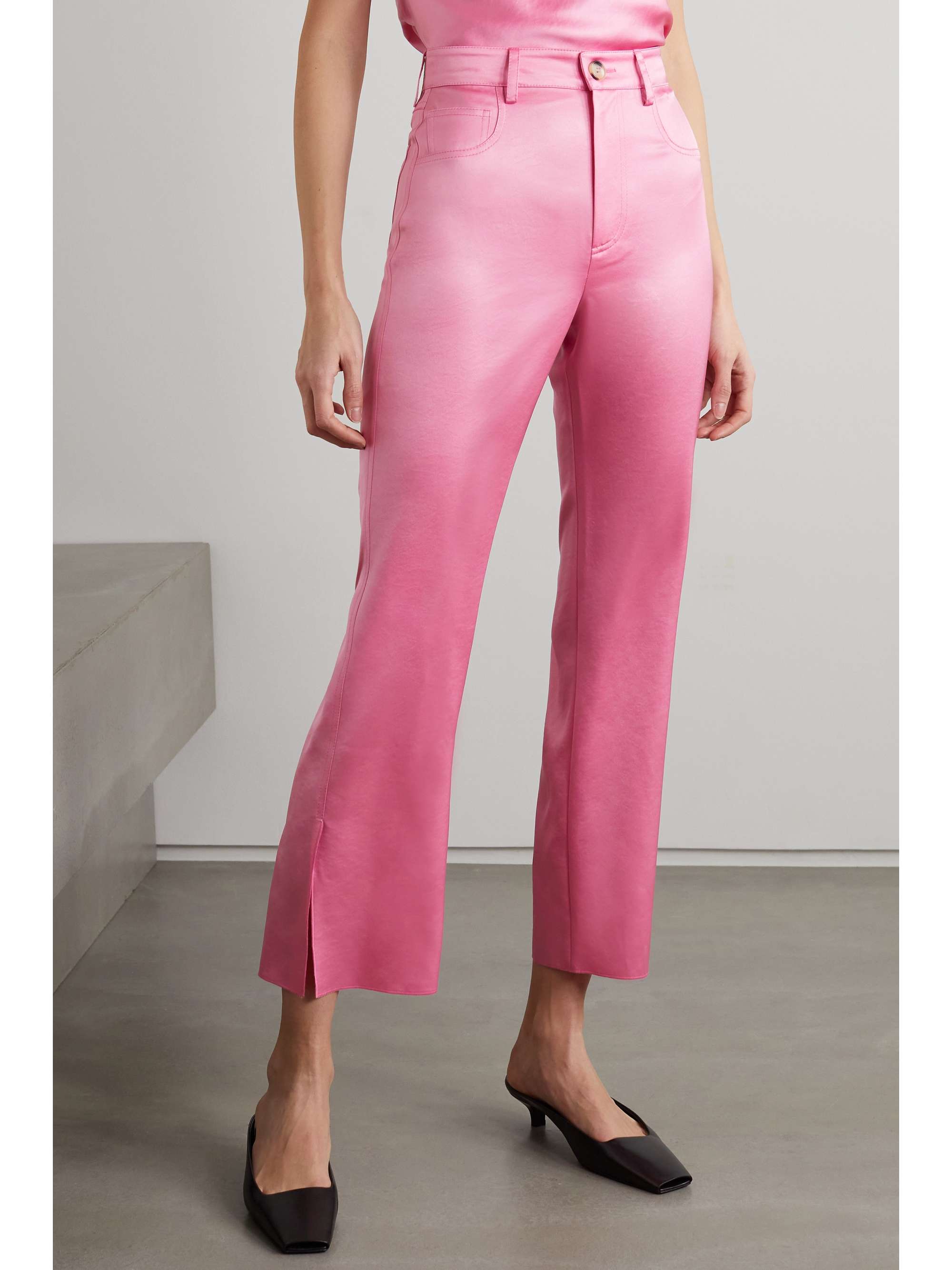 NANUSHKA Vaeda cropped satin flared pants
