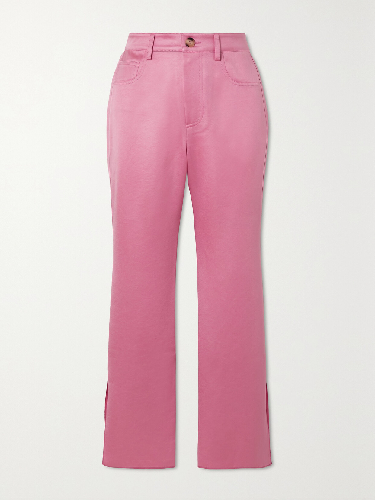 Nanushka Vaeda Cropped Satin Flared Pants In Pink