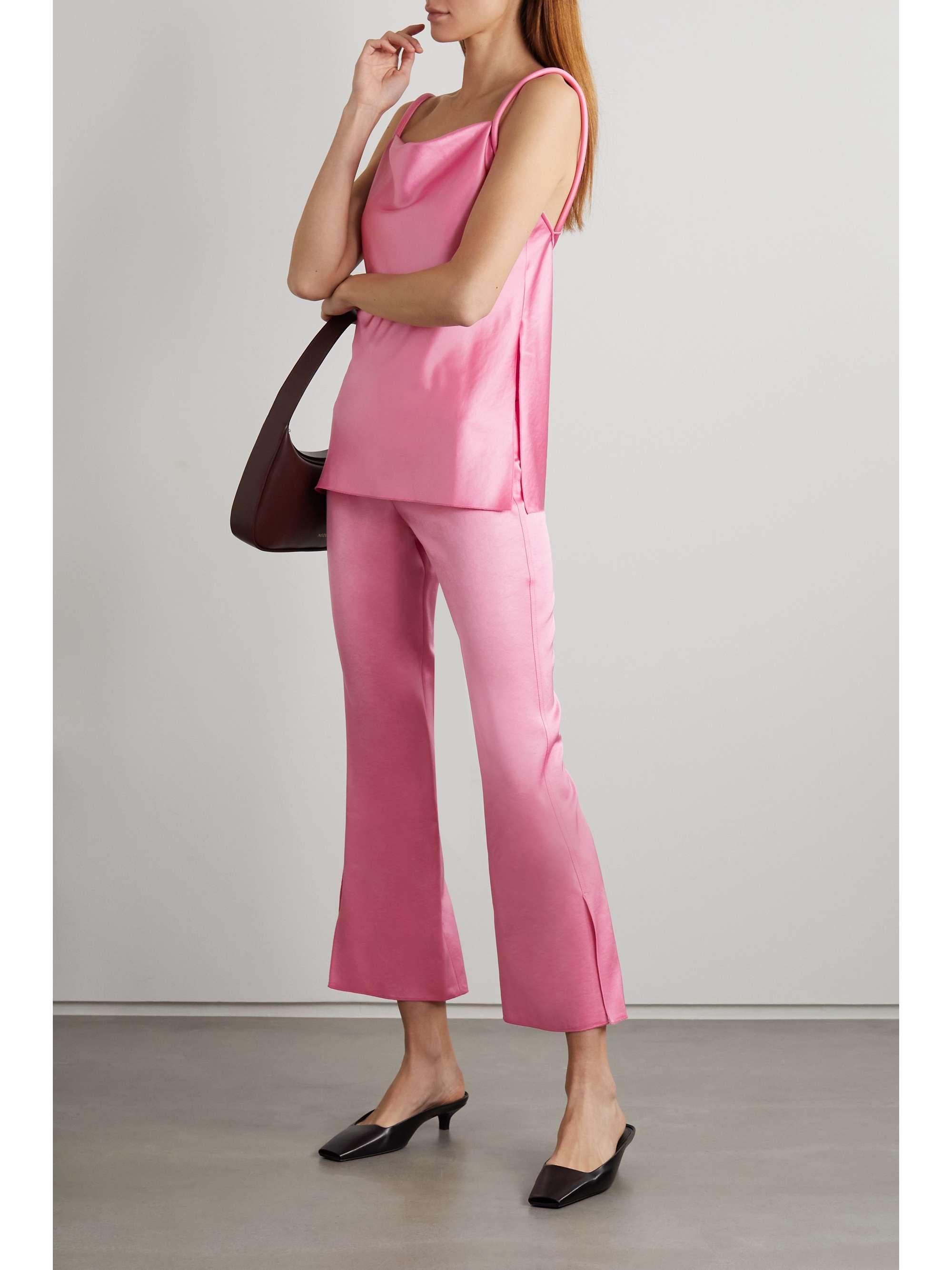 NANUSHKA Vaeda cropped satin flared pants