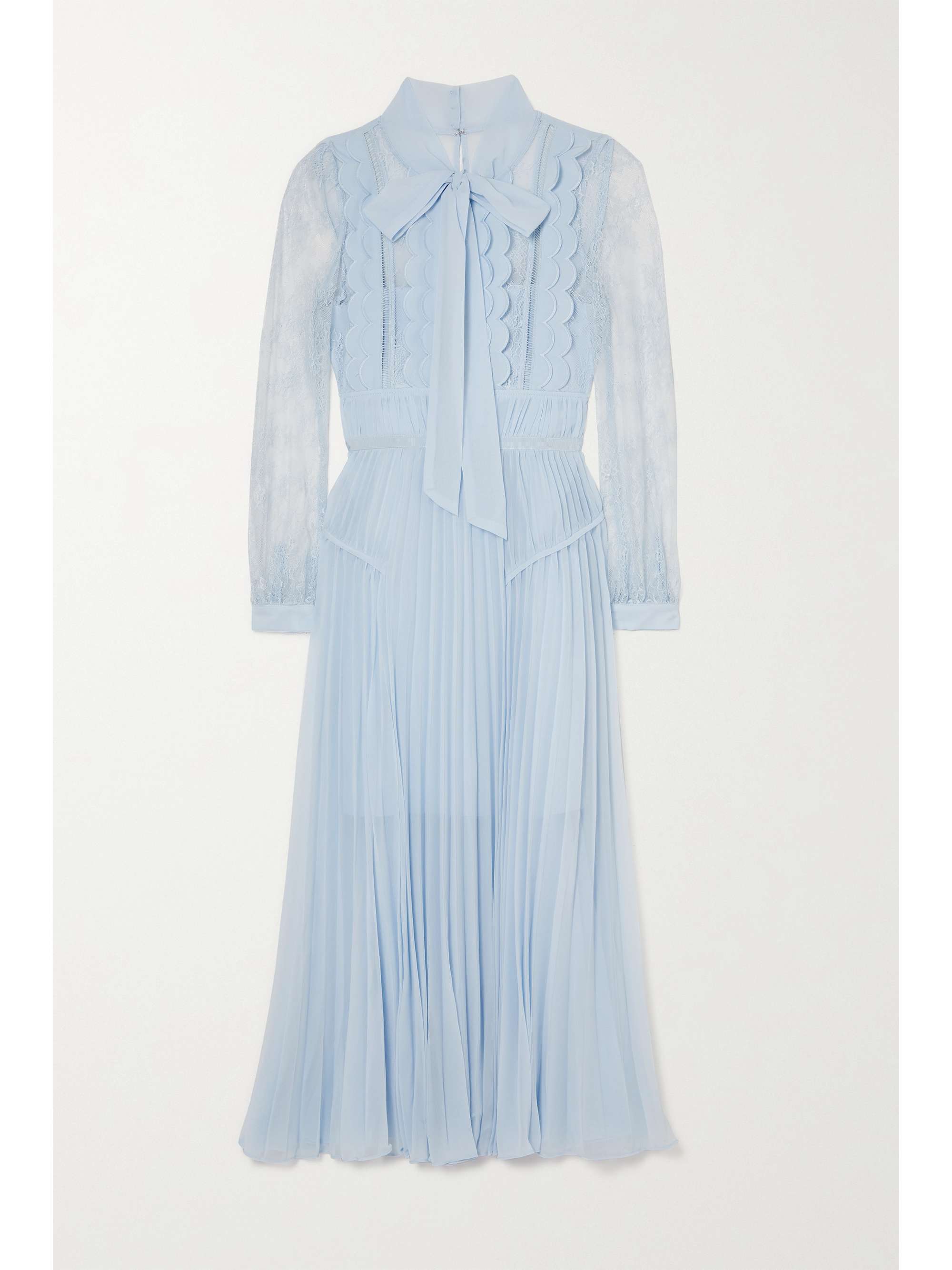 powder blue chiffon embellished high neck keyhole dress