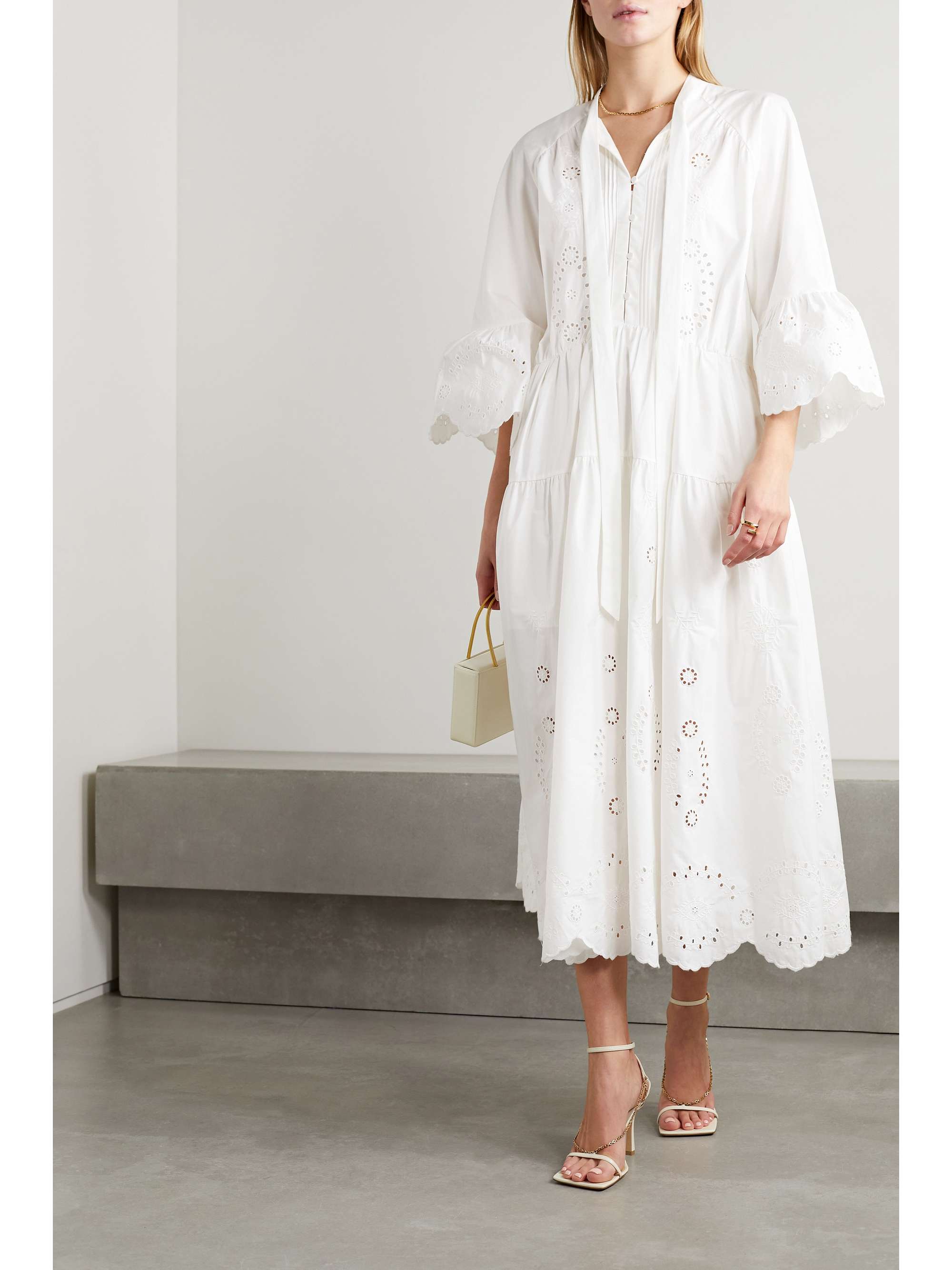 White Broderie anglaise cotton-poplin 
