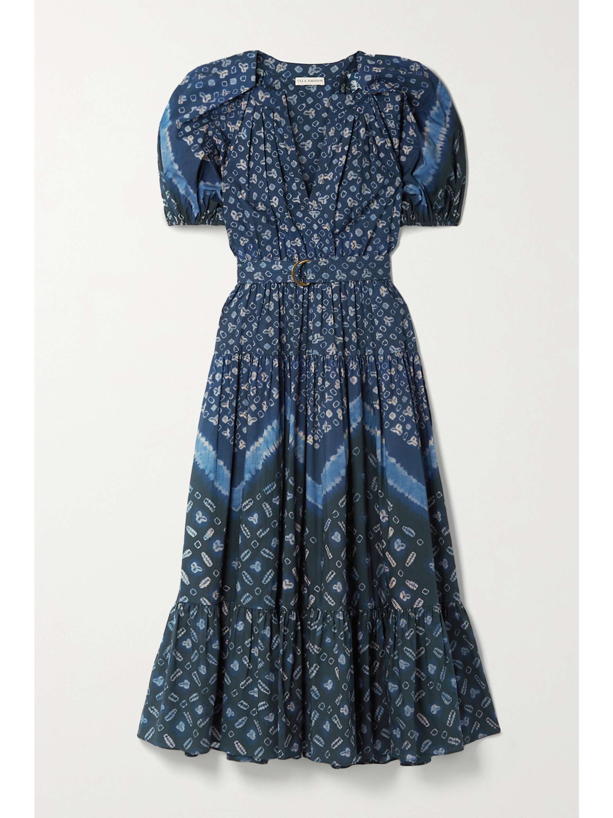 Navy Josefina belted printed cotton 