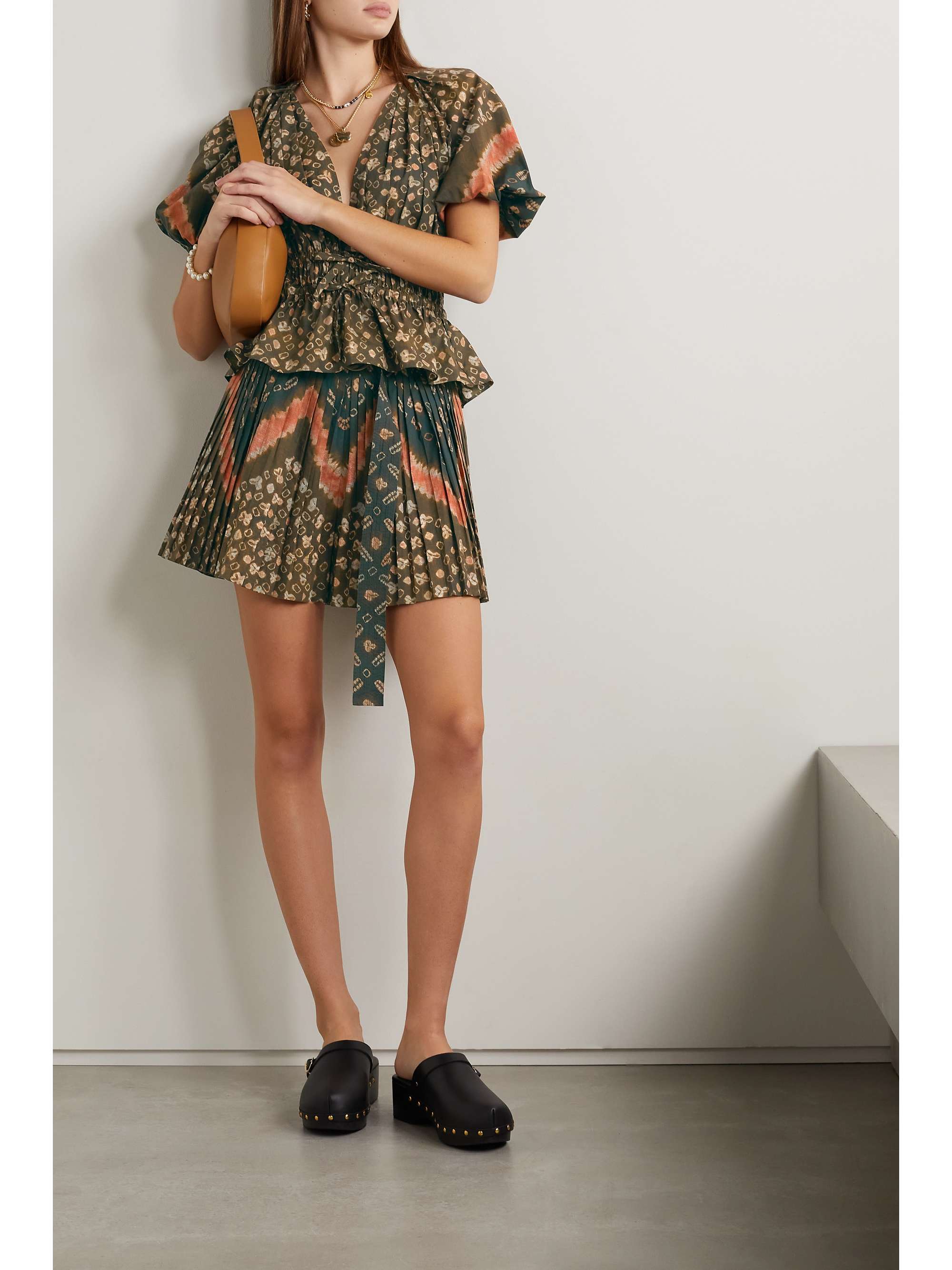 Emerald Marianna pleated printed cotton 
