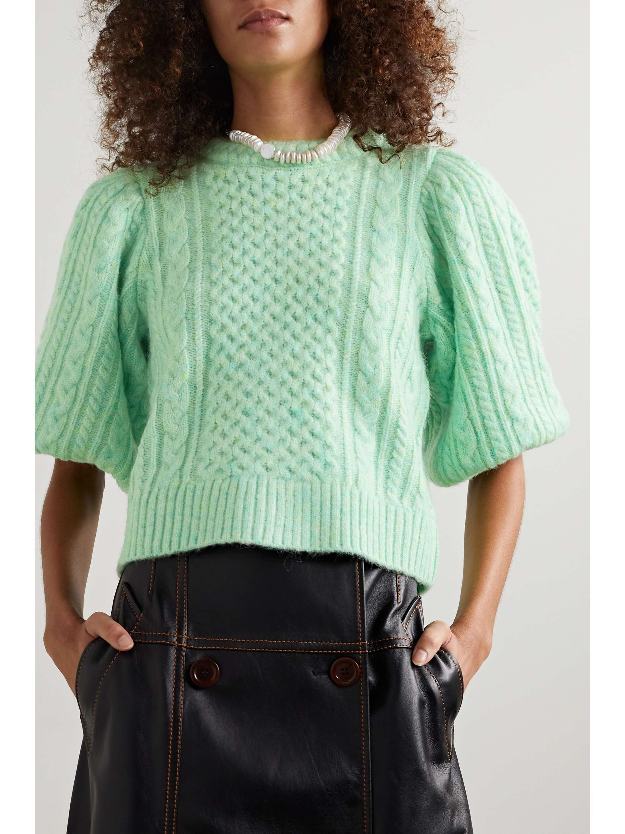 SEA Ebba cable-knit merino wool-blend sweater