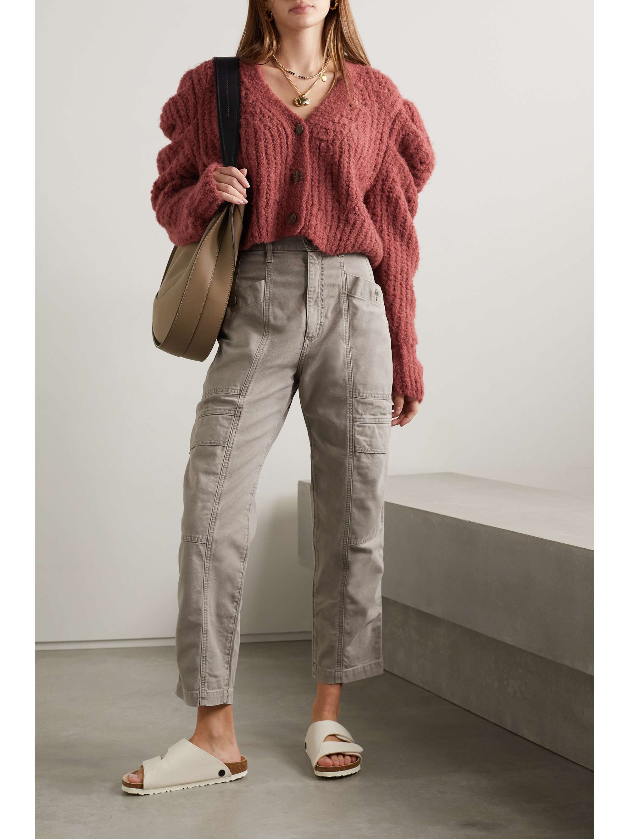 Pink Odette gathered pointelle-knit 