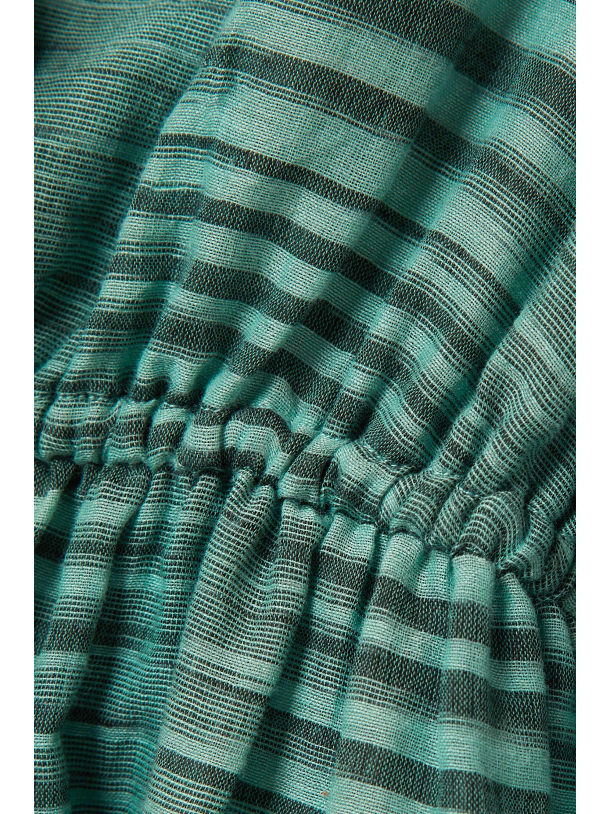 Teal Ophelia gathered striped cotton 